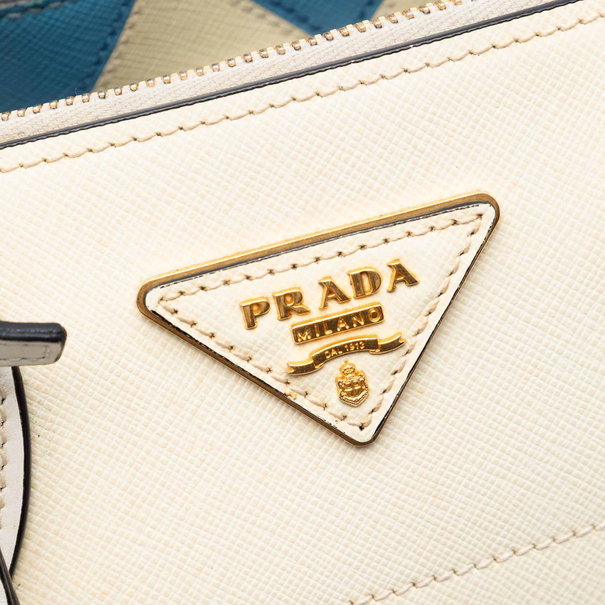 Prada City Calf Trimmed Saffiano Greche Paradigme Bag