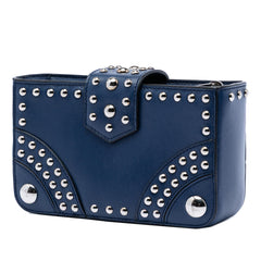 Prada City Calfskin Studded Elektra Turn Lock Clutch