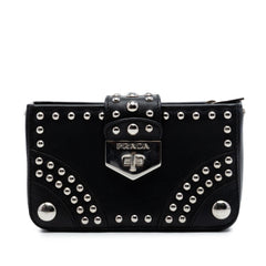 Prada City Calfskin Studded Elektra Turn Lock Clutch