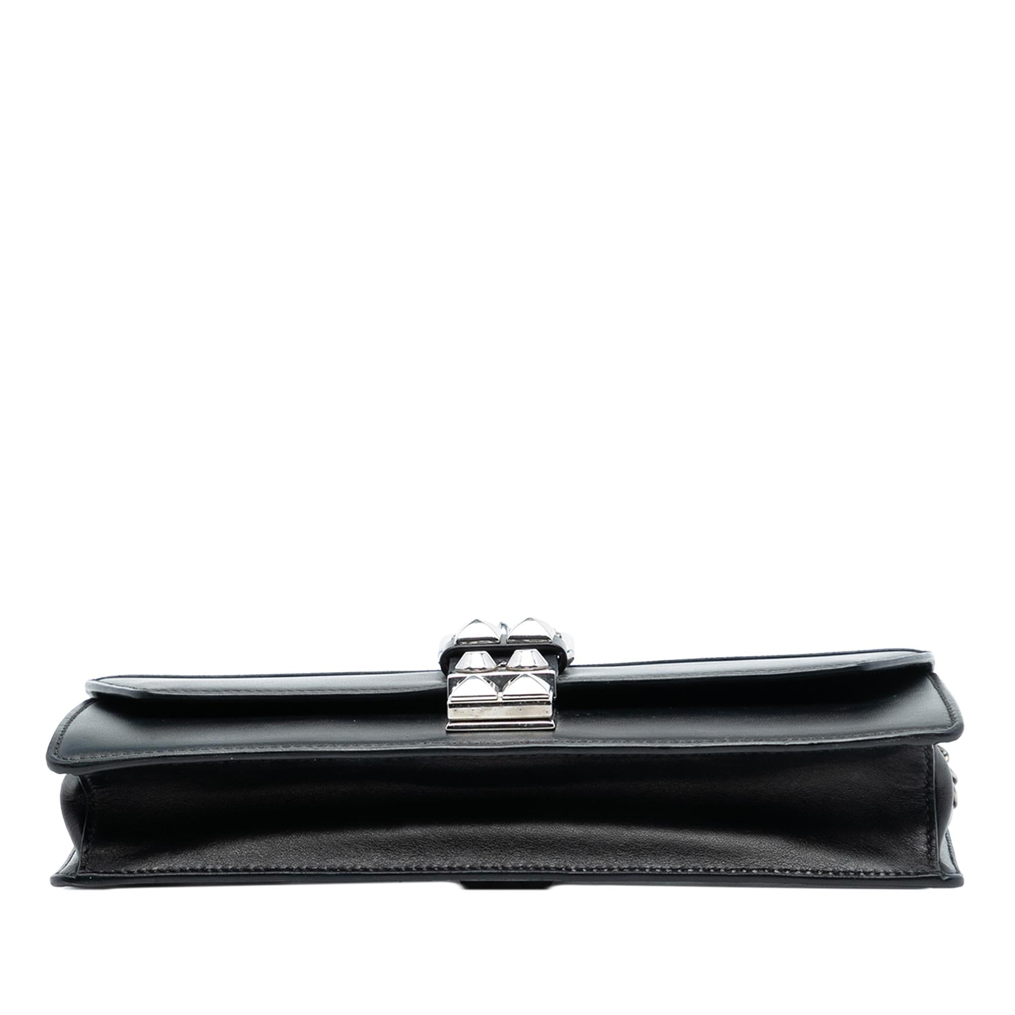 Prada City Calfskin and Saffiano Studded Elektra Clutch with Chain
