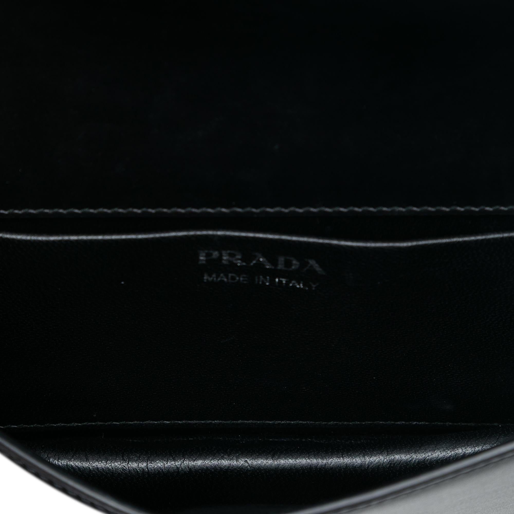 Prada City Calfskin and Saffiano Studded Elektra Clutch with Chain