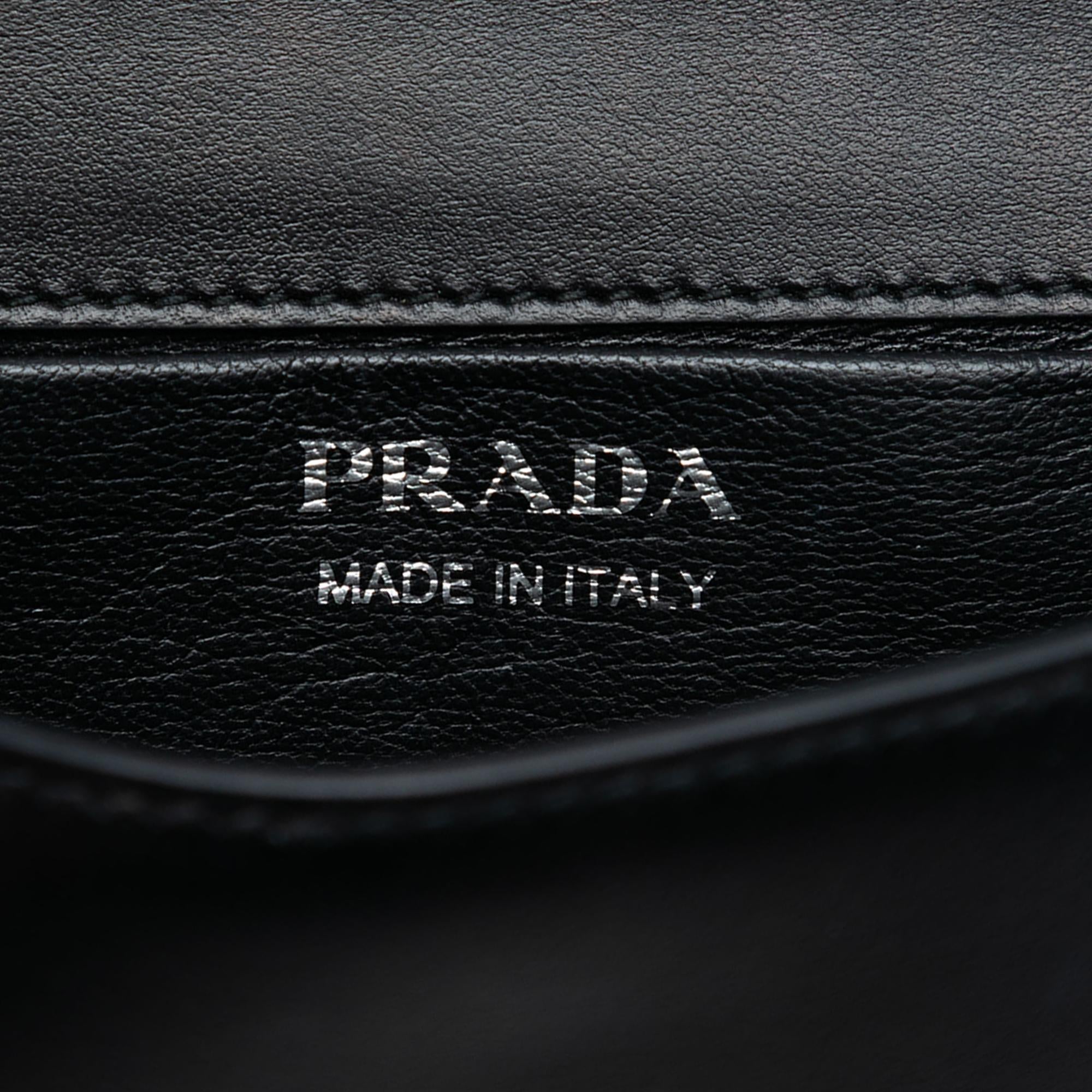 Prada City Calfskin and Saffiano Studded Elektra Clutch with Chain