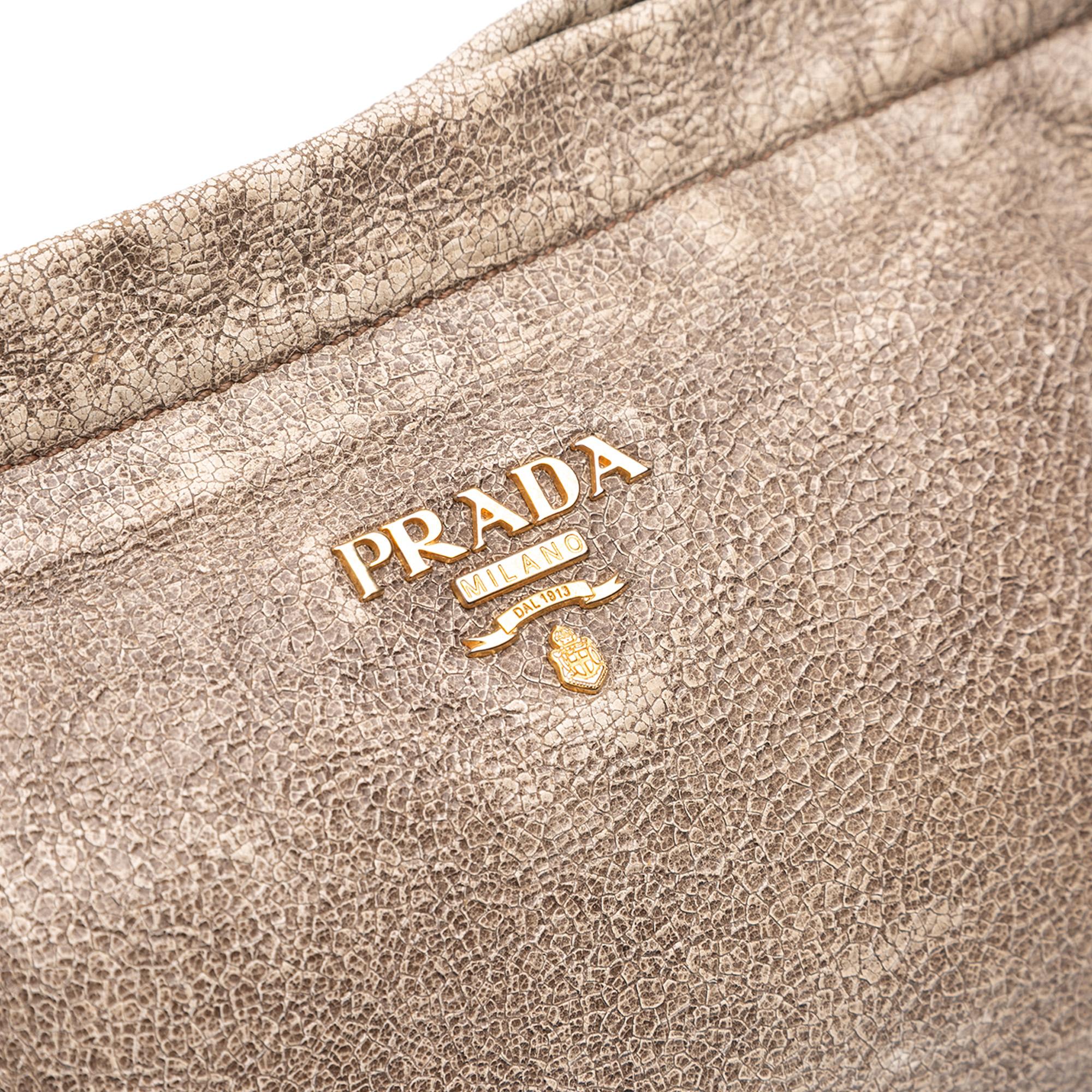 Prada Craquele Leather Shoulder Bag