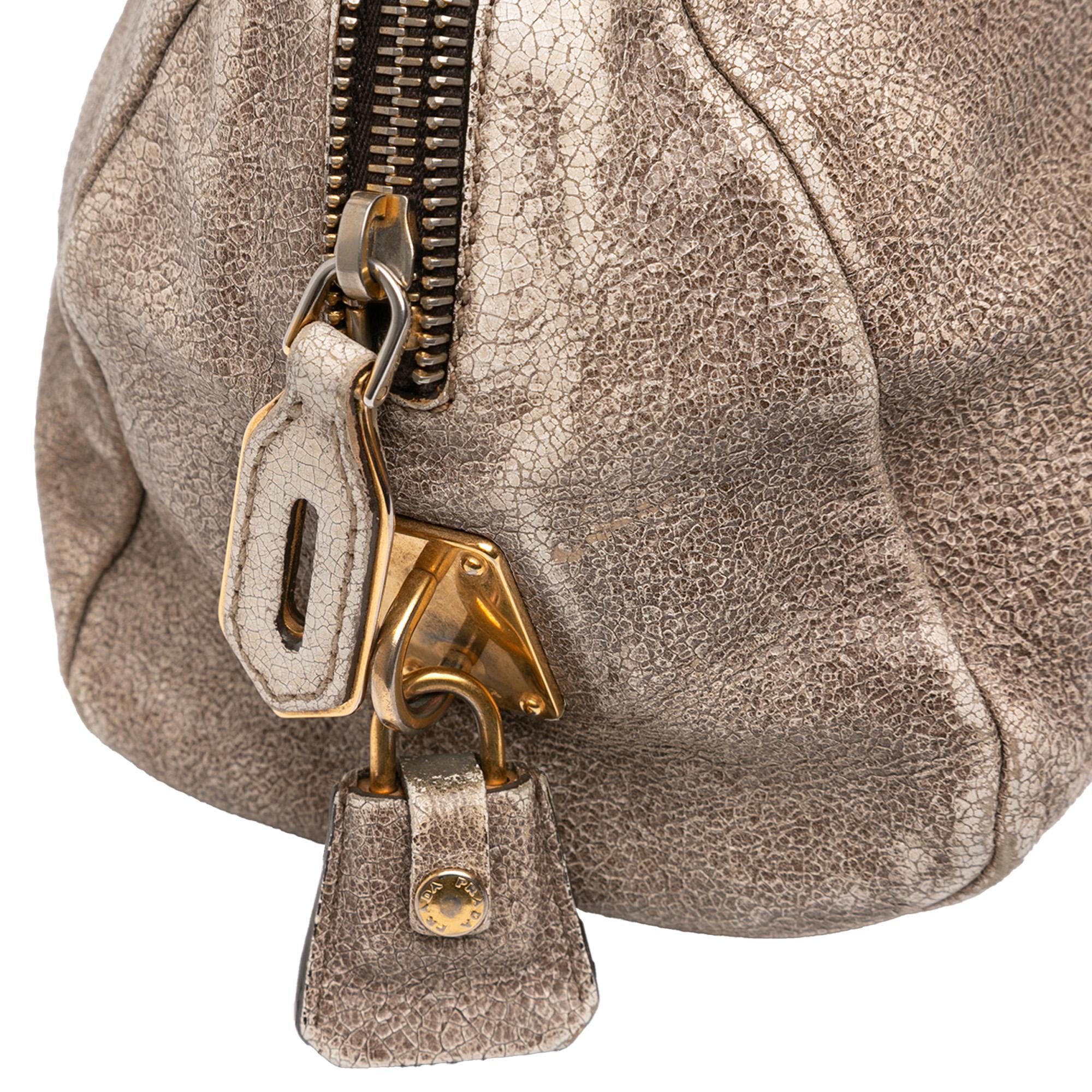 Prada Craquele Leather Shoulder Bag