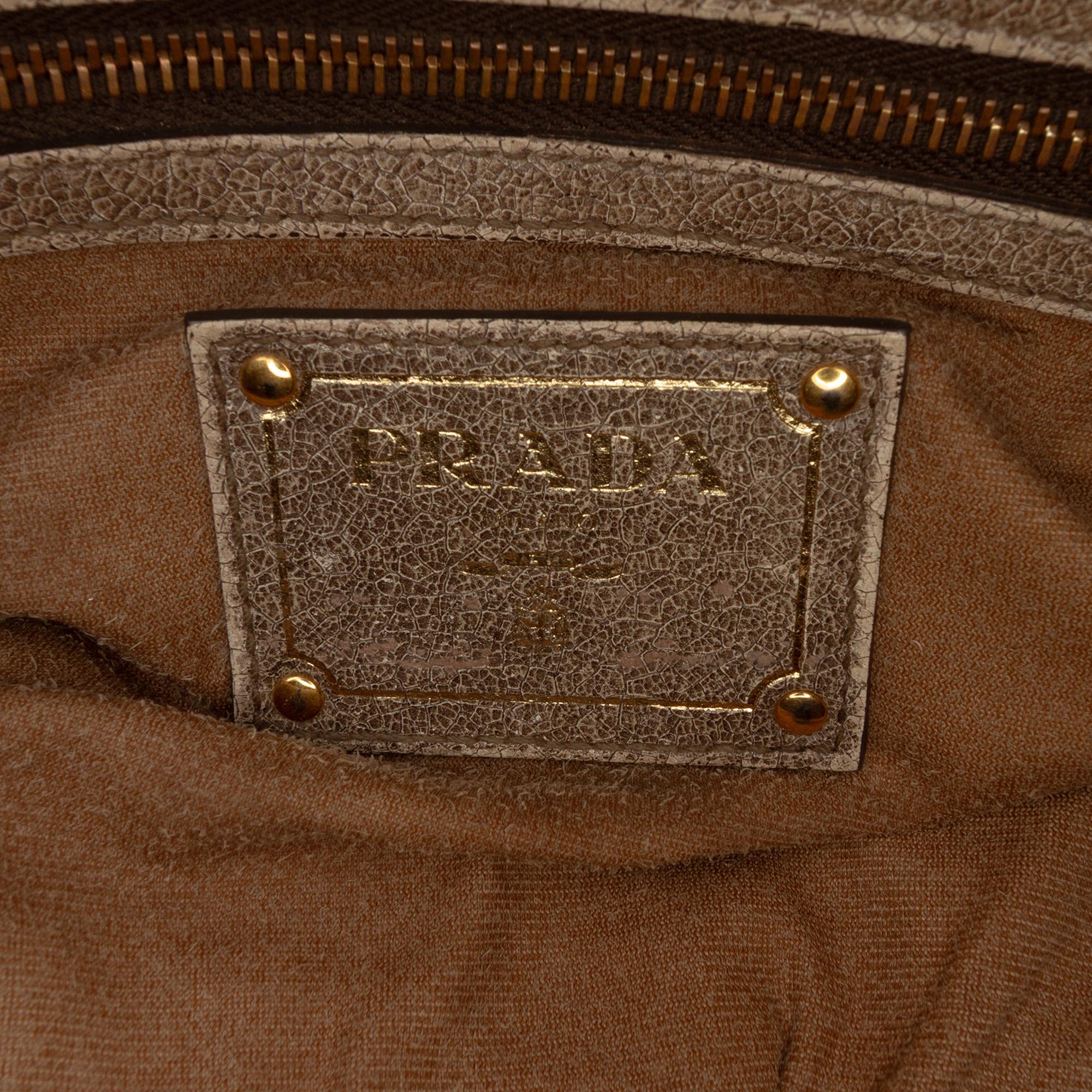 Prada Craquele Leather Shoulder Bag