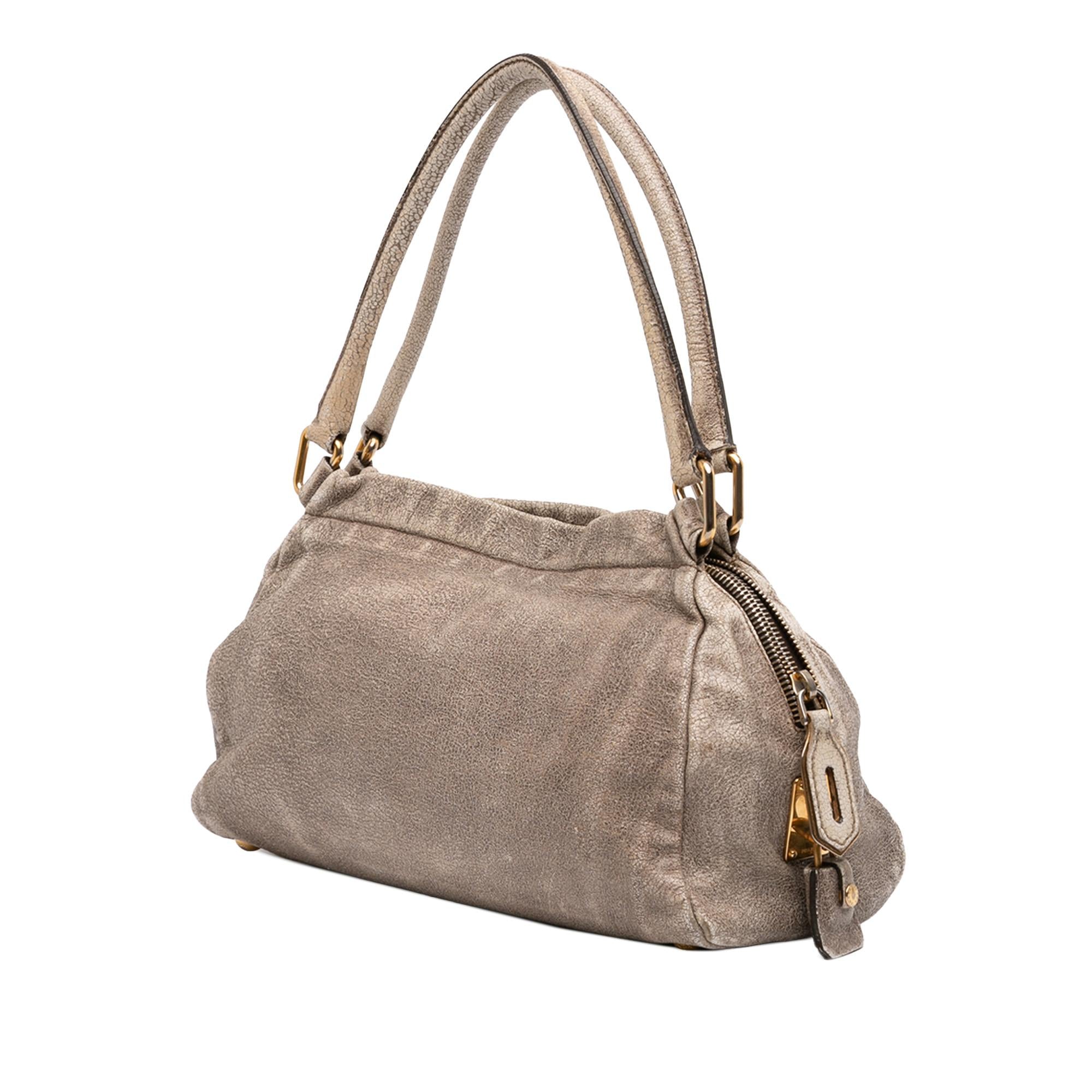 Prada Craquele Leather Shoulder Bag