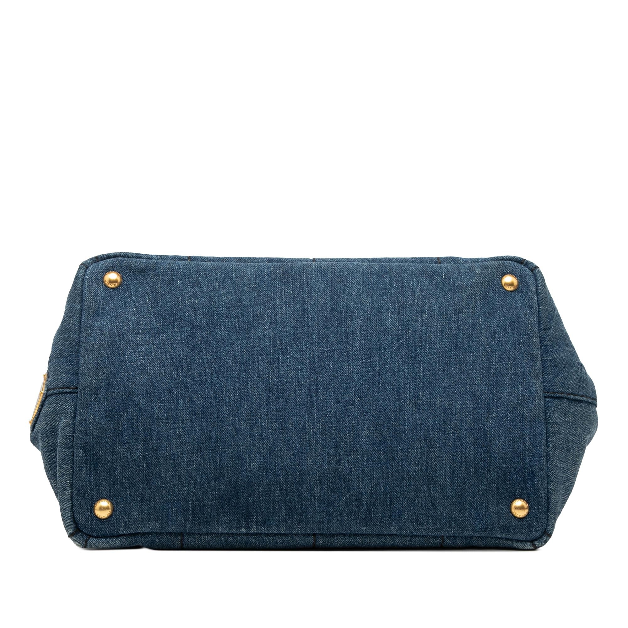 Prada Denim Canapa Logo Satchel