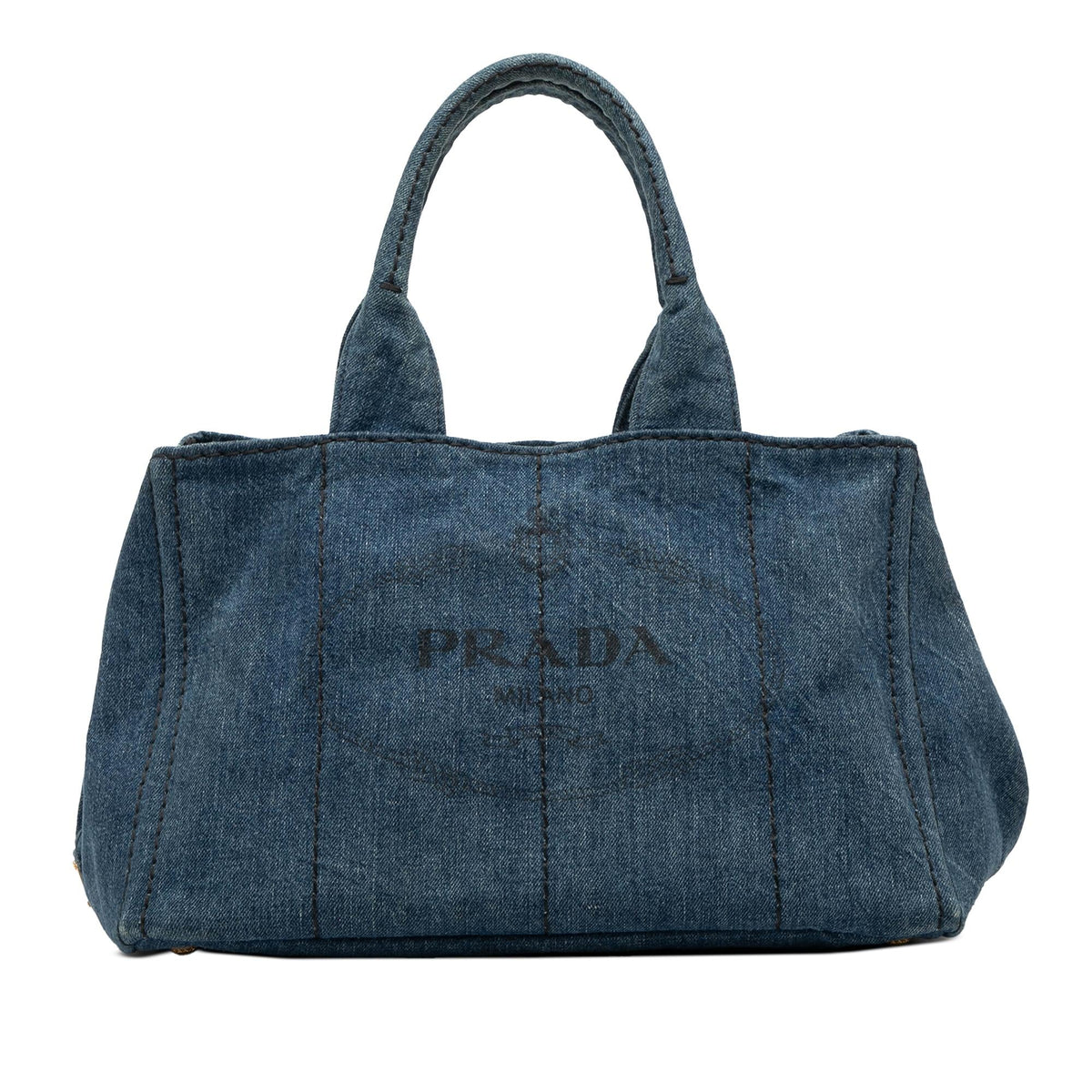 Prada Denim Canapa Logo Satchel
