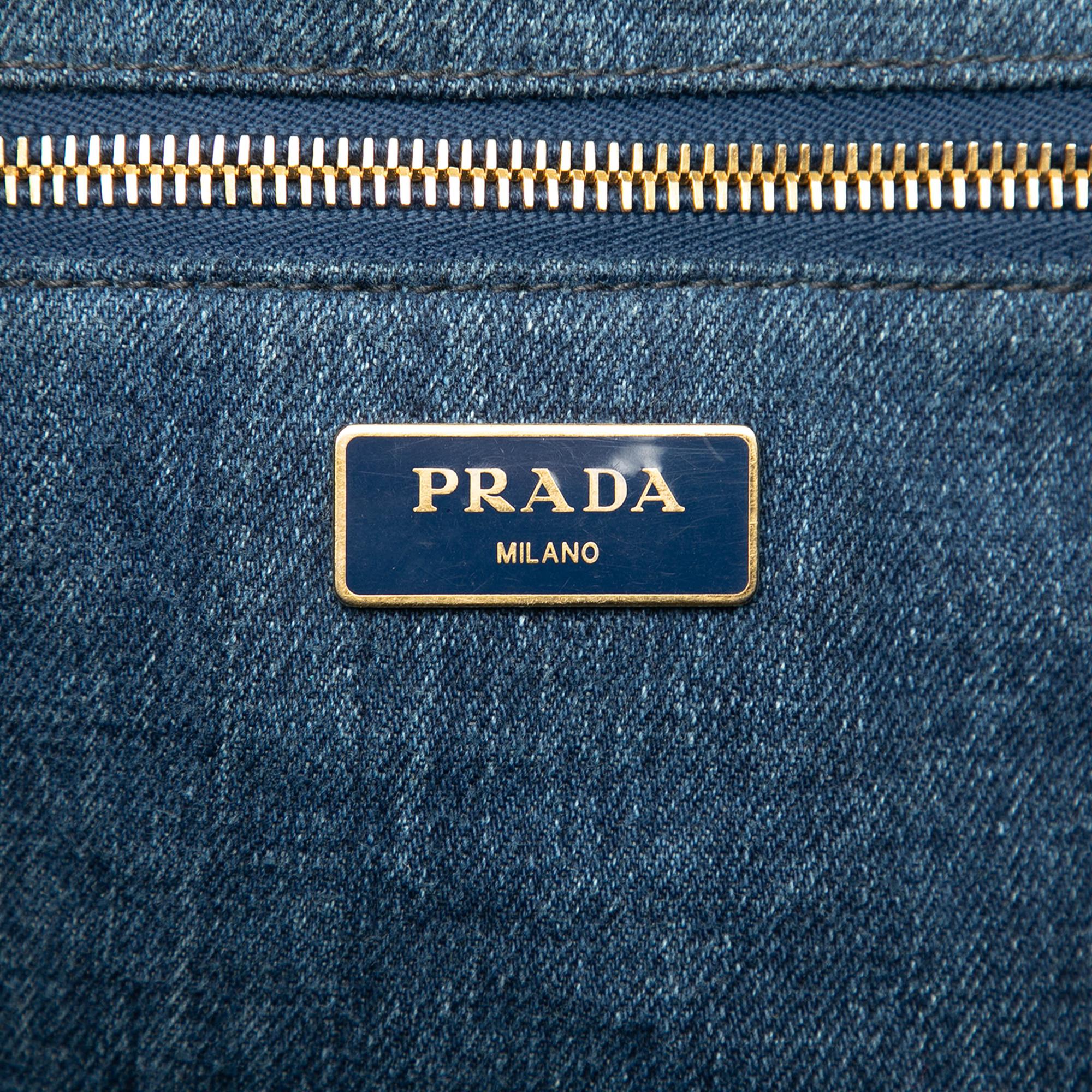 Prada Denim Canapa Logo Satchel