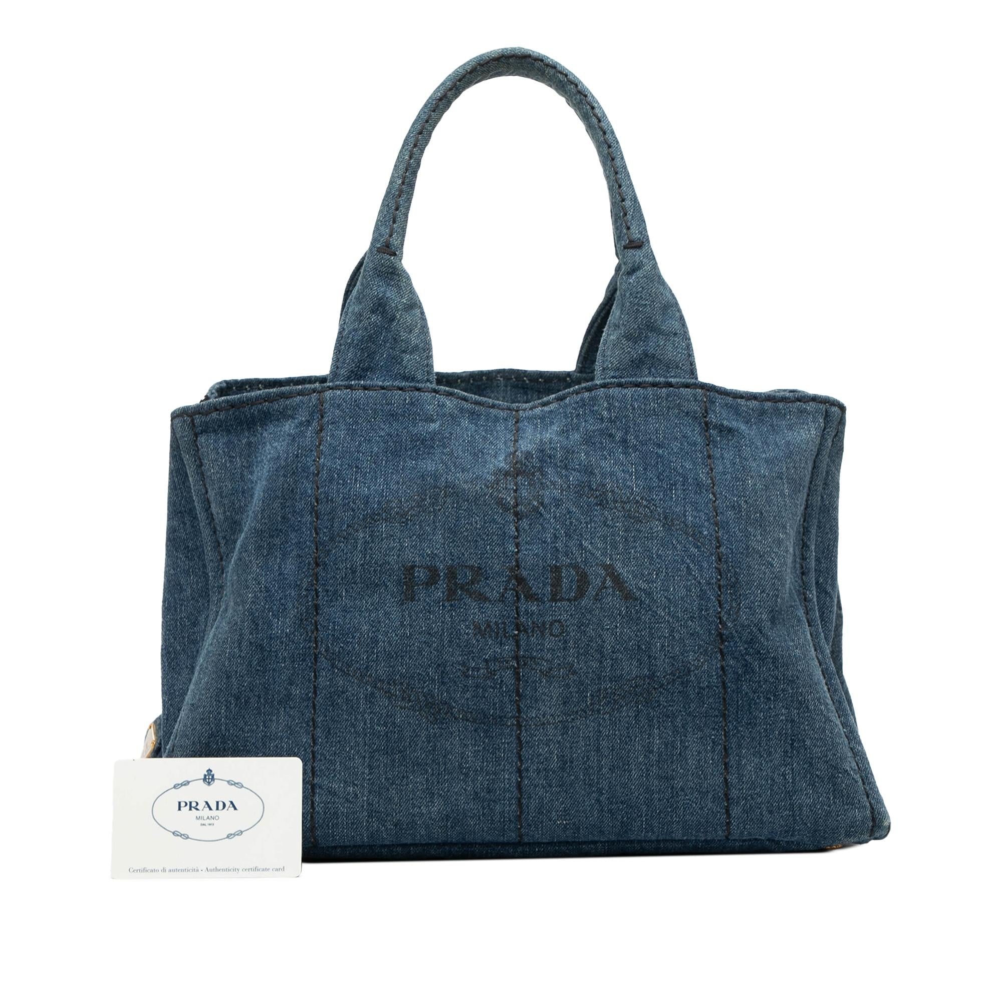 Prada Denim Canapa Logo Satchel