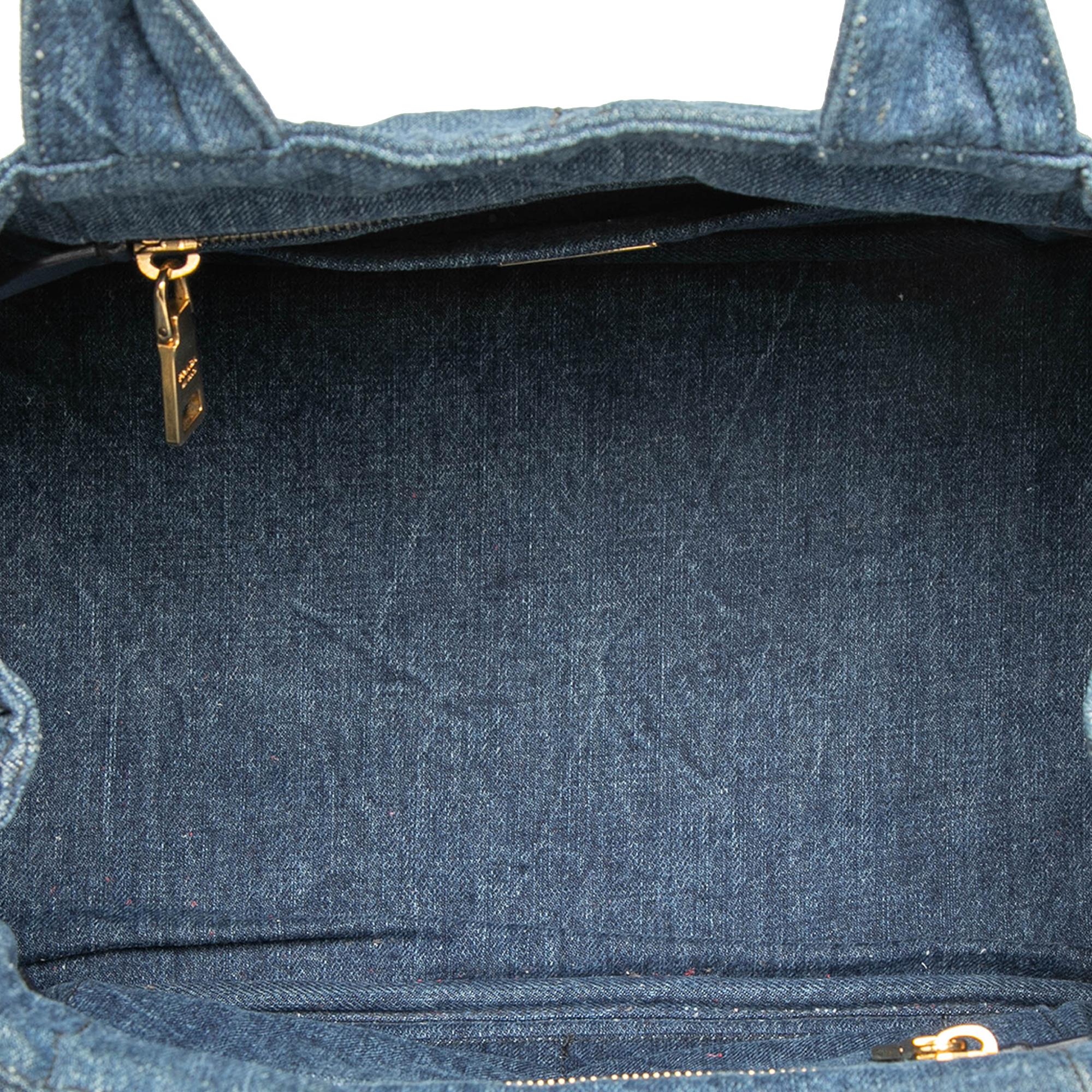 Prada Denim Canapa Logo Satchel