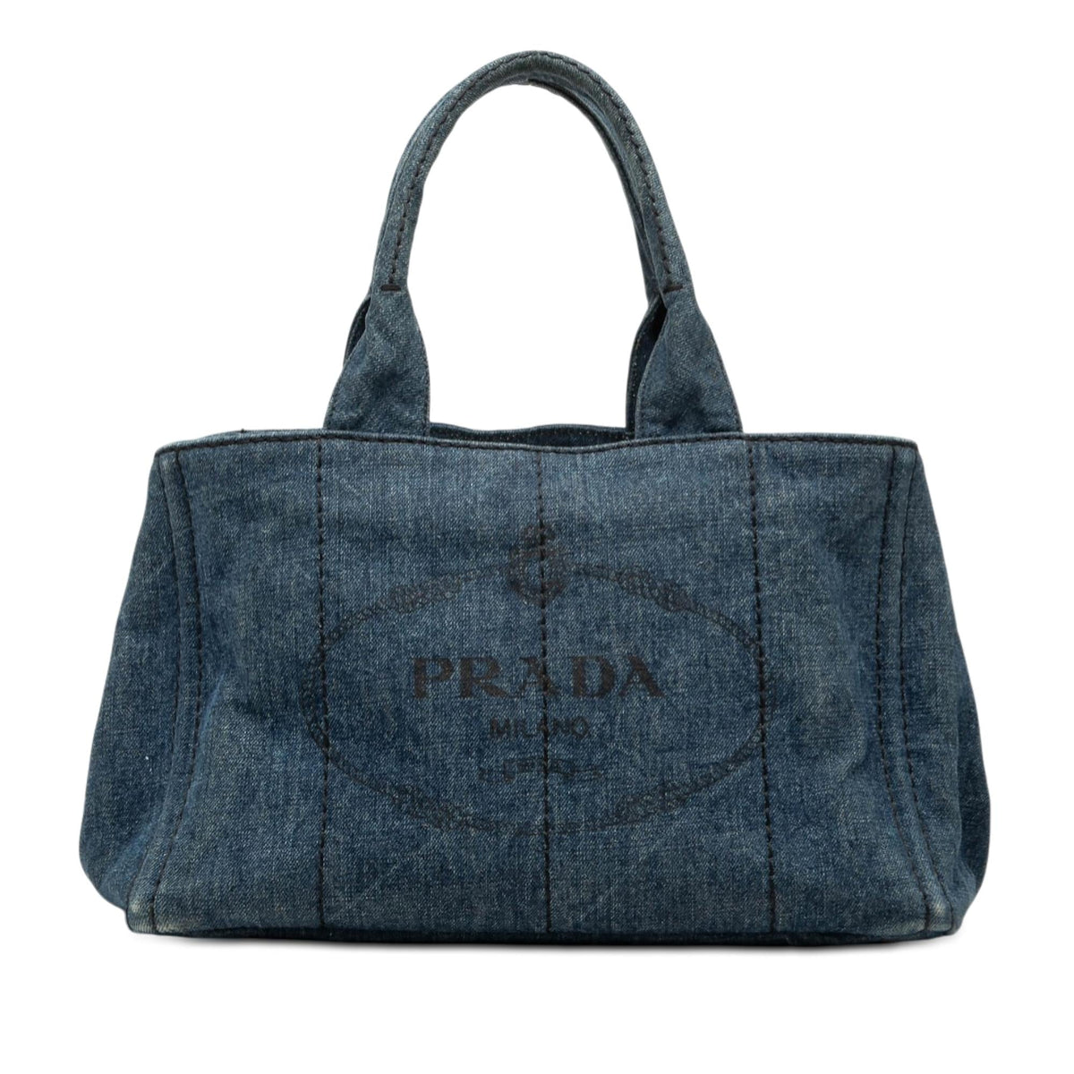 Prada Denim Canapa Logo Satchel