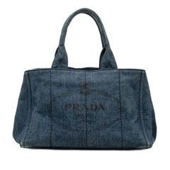 Prada Denim Canapa Logo Satchel