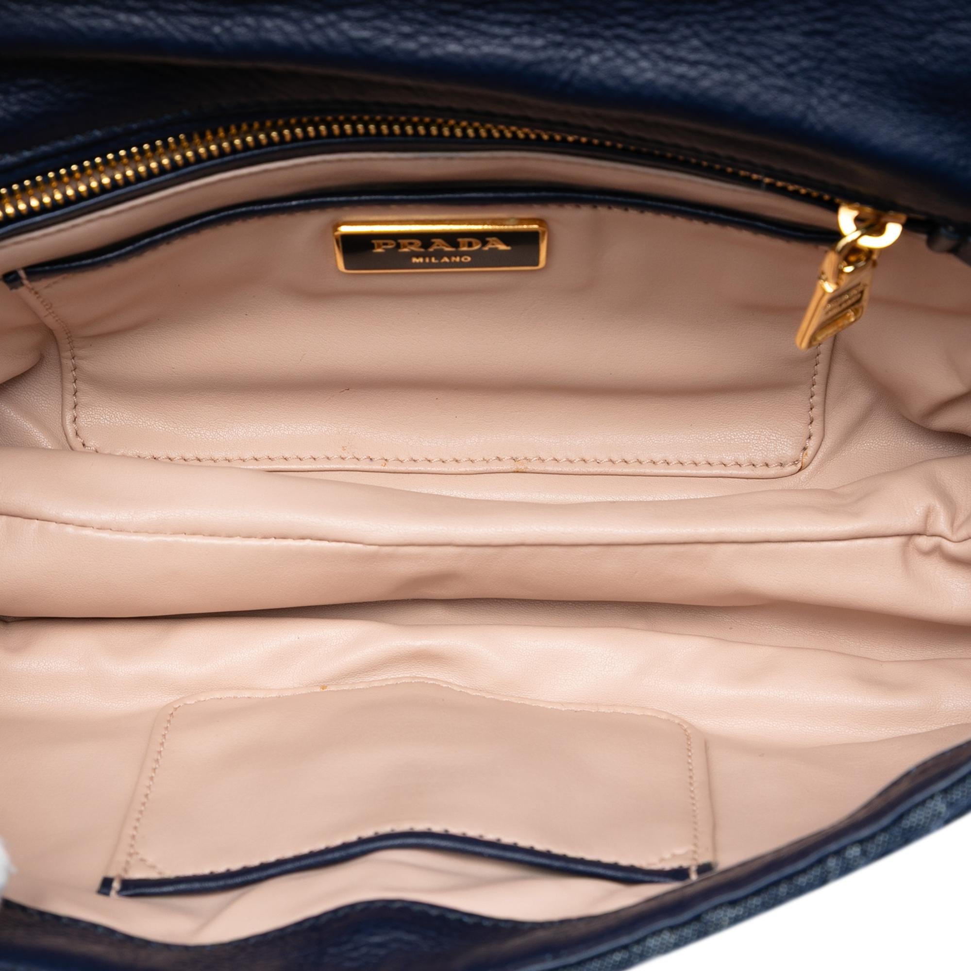 Prada Denim Gaufre Resin Chain Shoulder Bag
