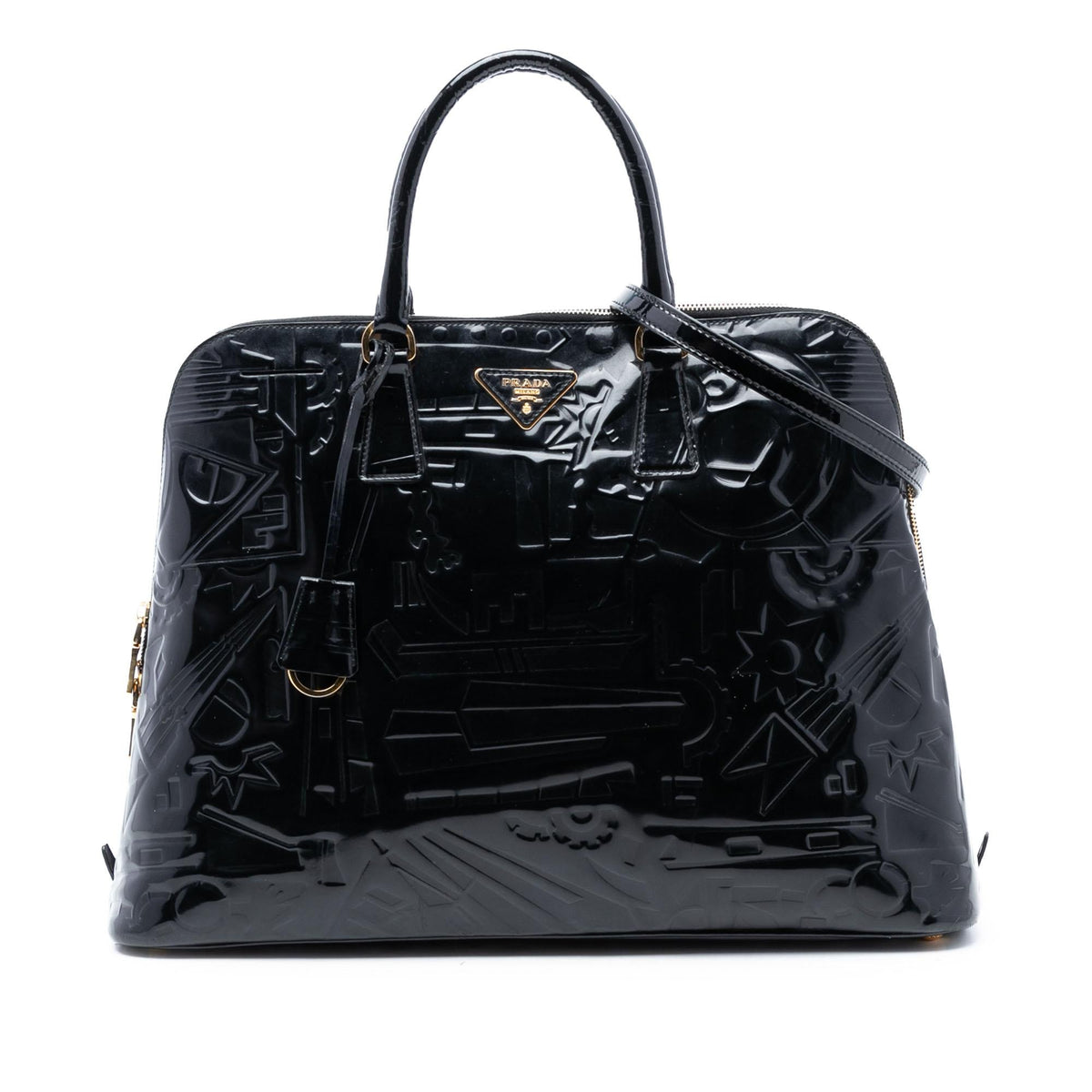 Prada Embossed Patent Top Handle Bag