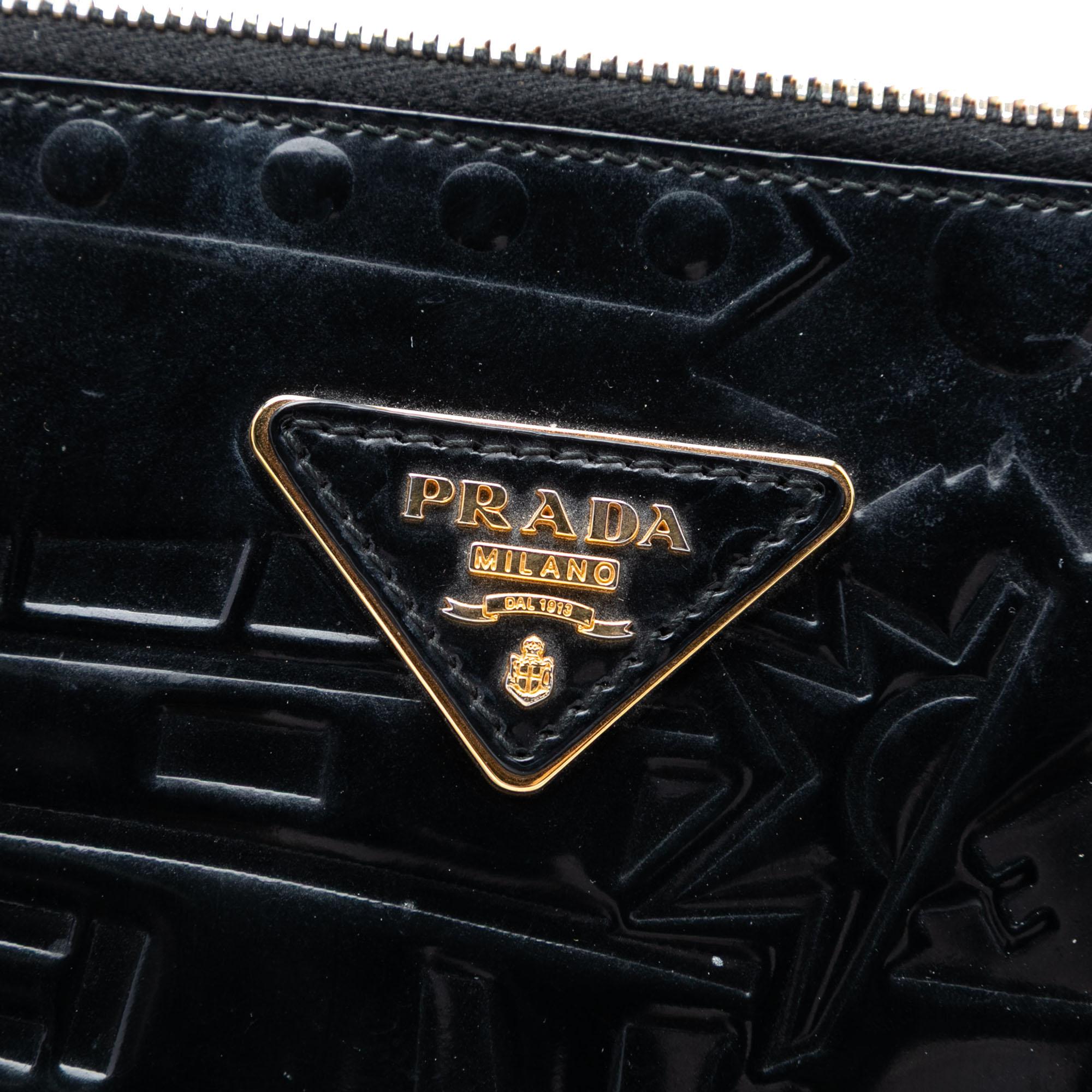 Prada Embossed Patent Top Handle Bag