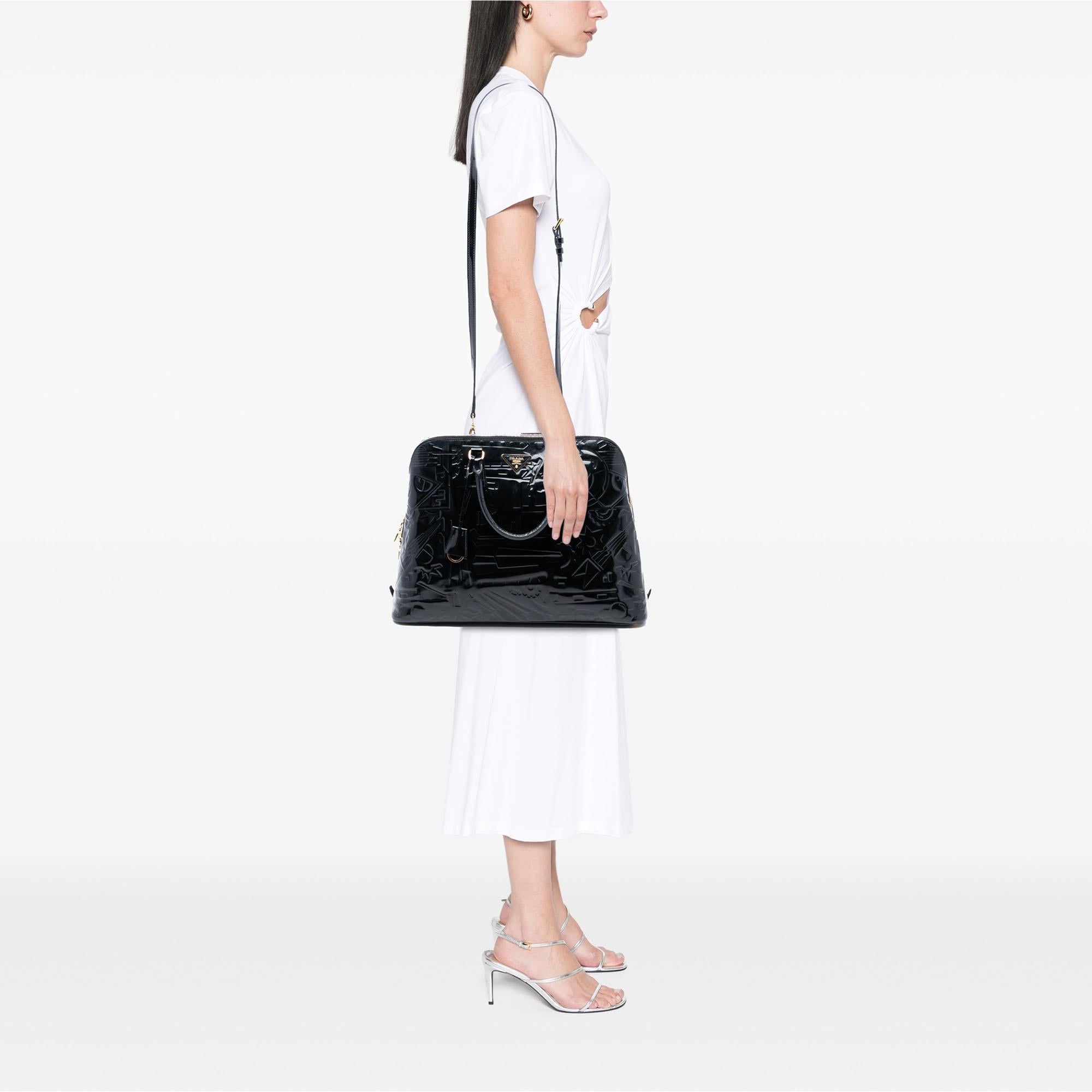 Prada Embossed Patent Top Handle Bag