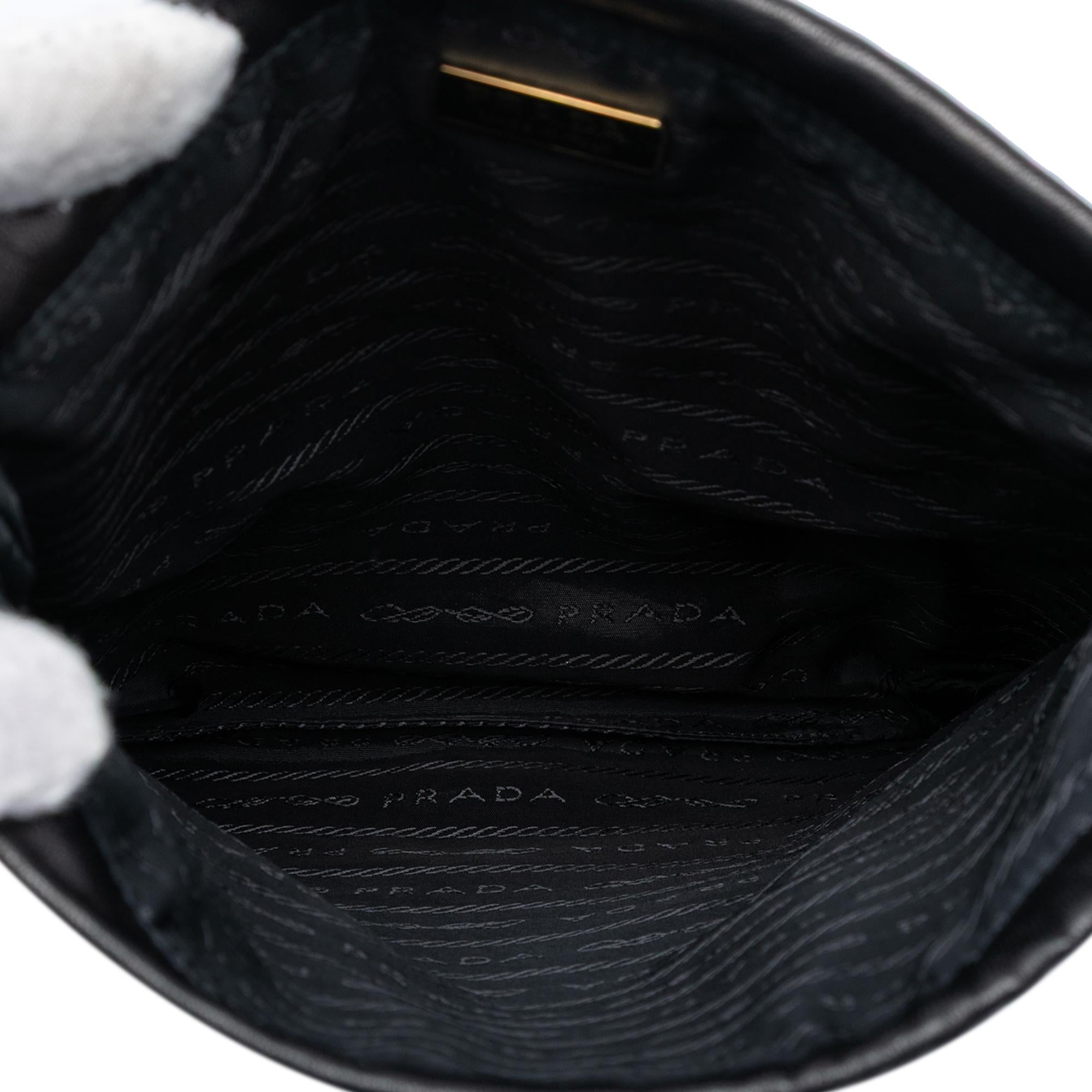 Prada Embroidered Leather Drawstring Pouch