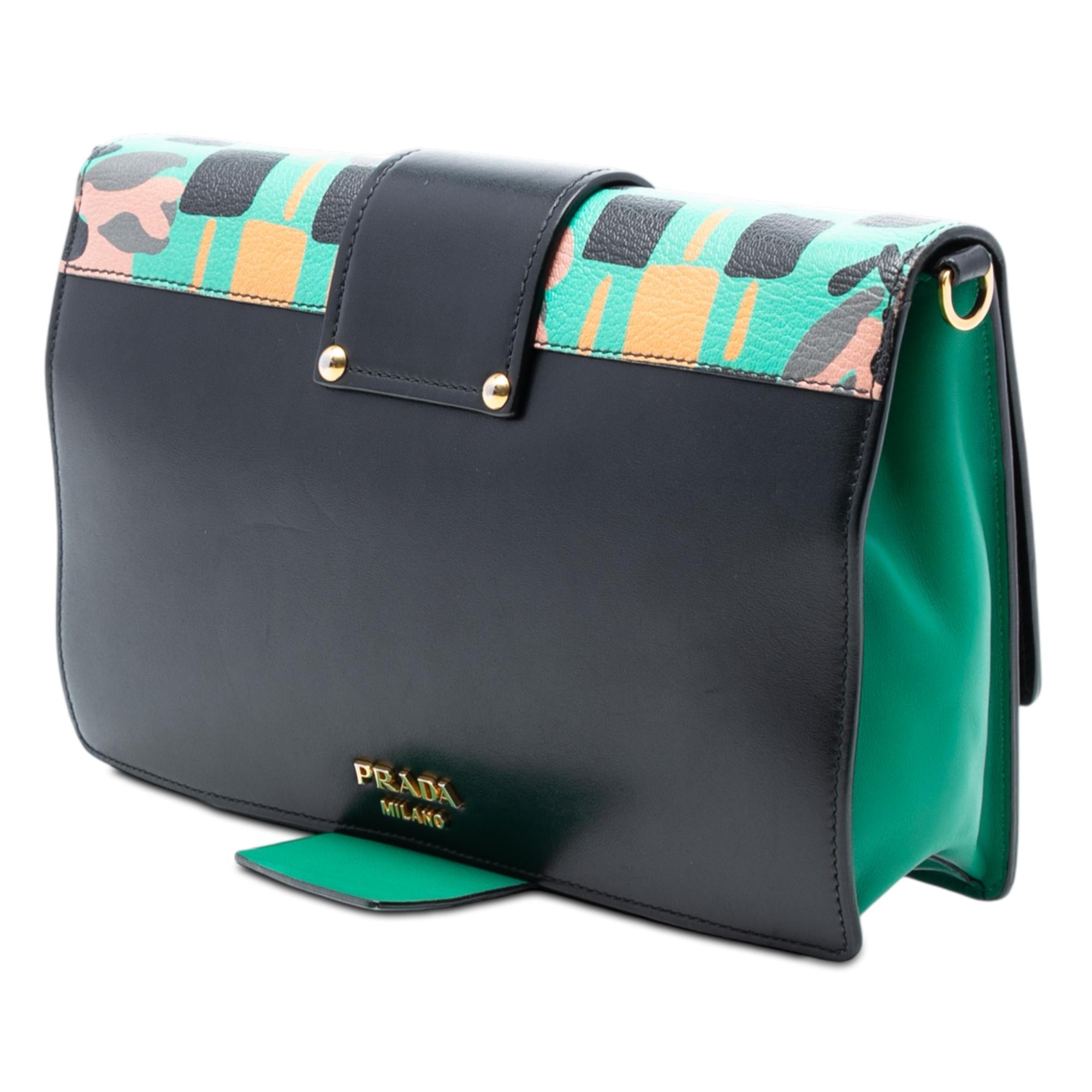 Prada Floral Printed Leather Plex Ribbon Crossbody