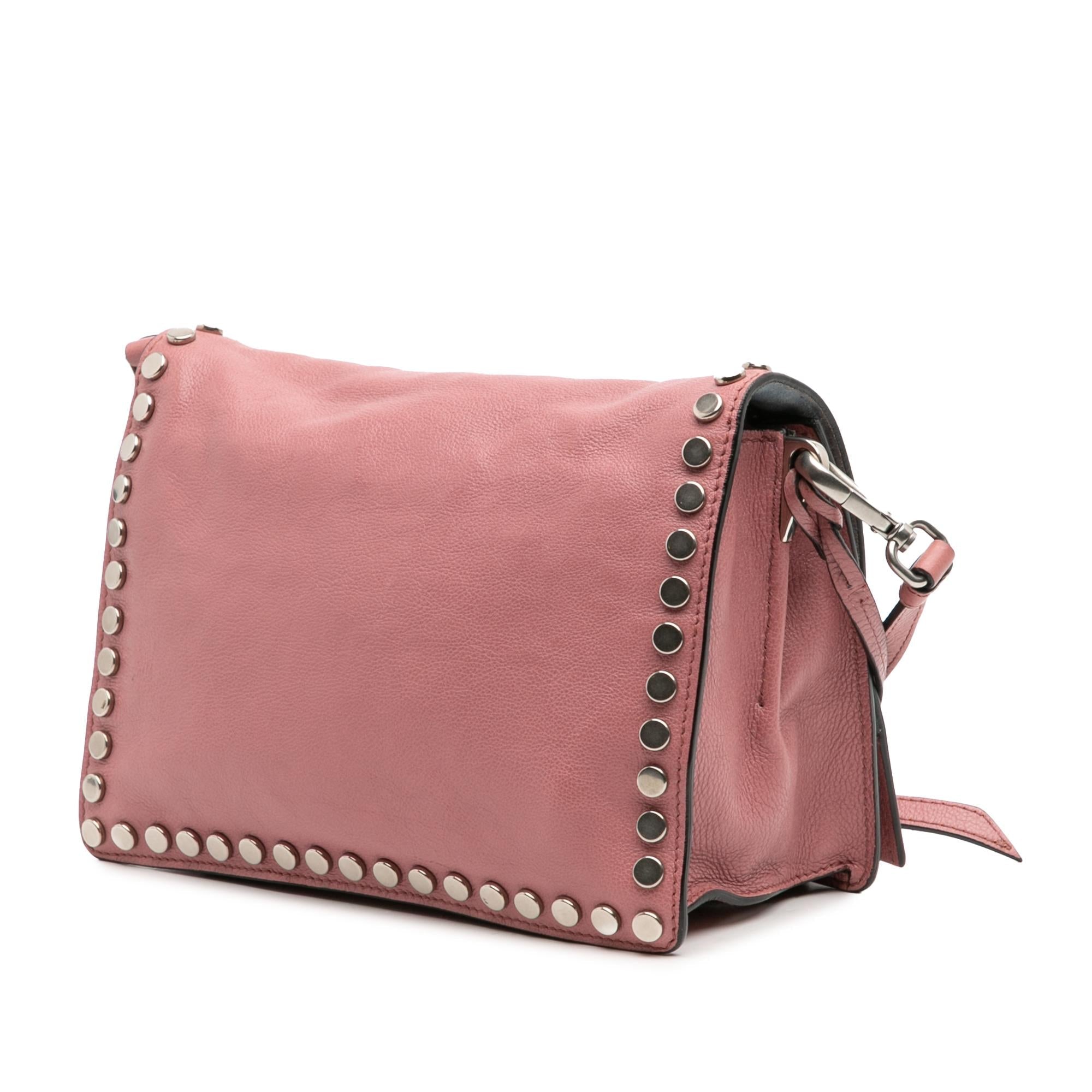 Prada Glace Calf Studded Etiquette Flap Crossbody