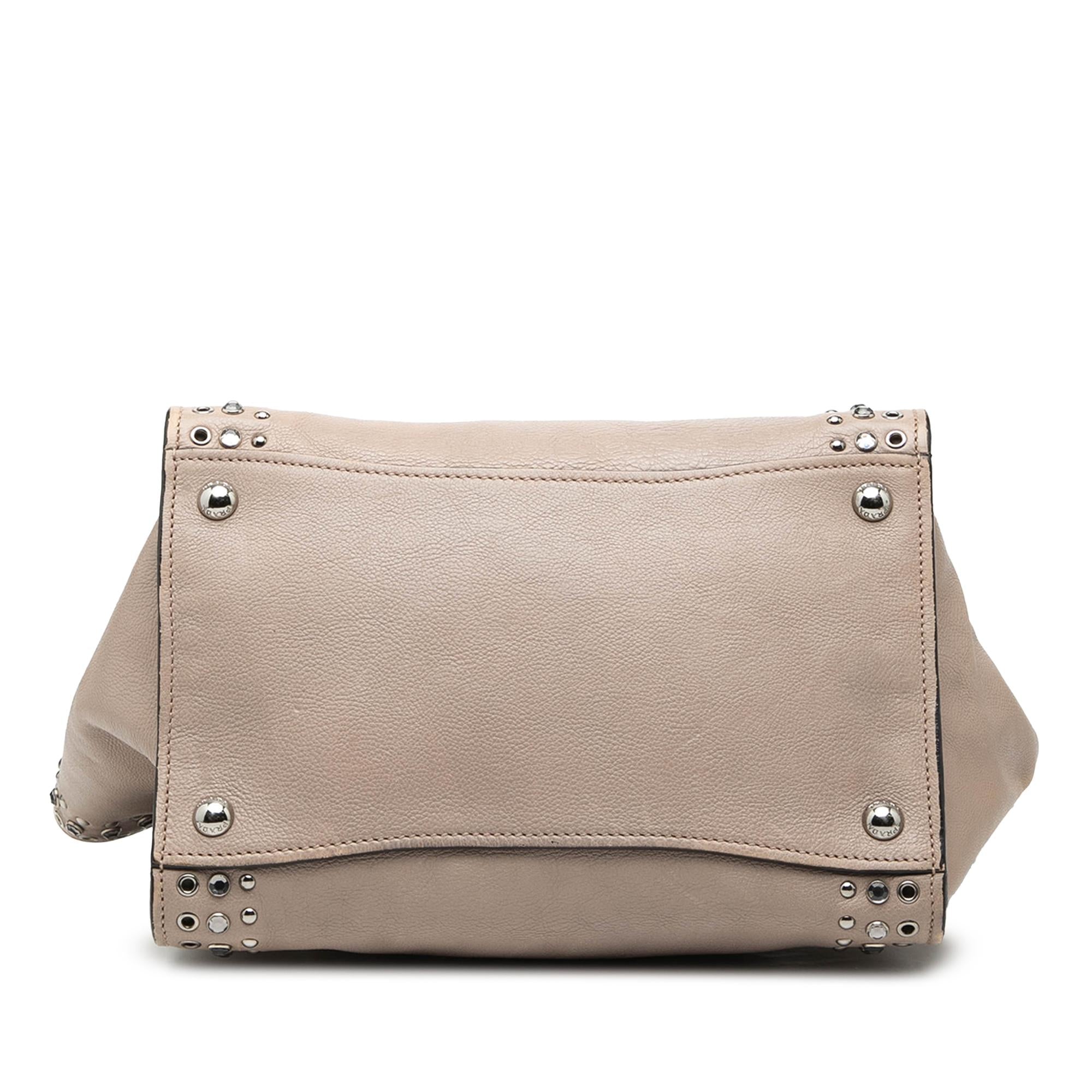 Prada Glace Calf Studded Twin Pocket Satchel