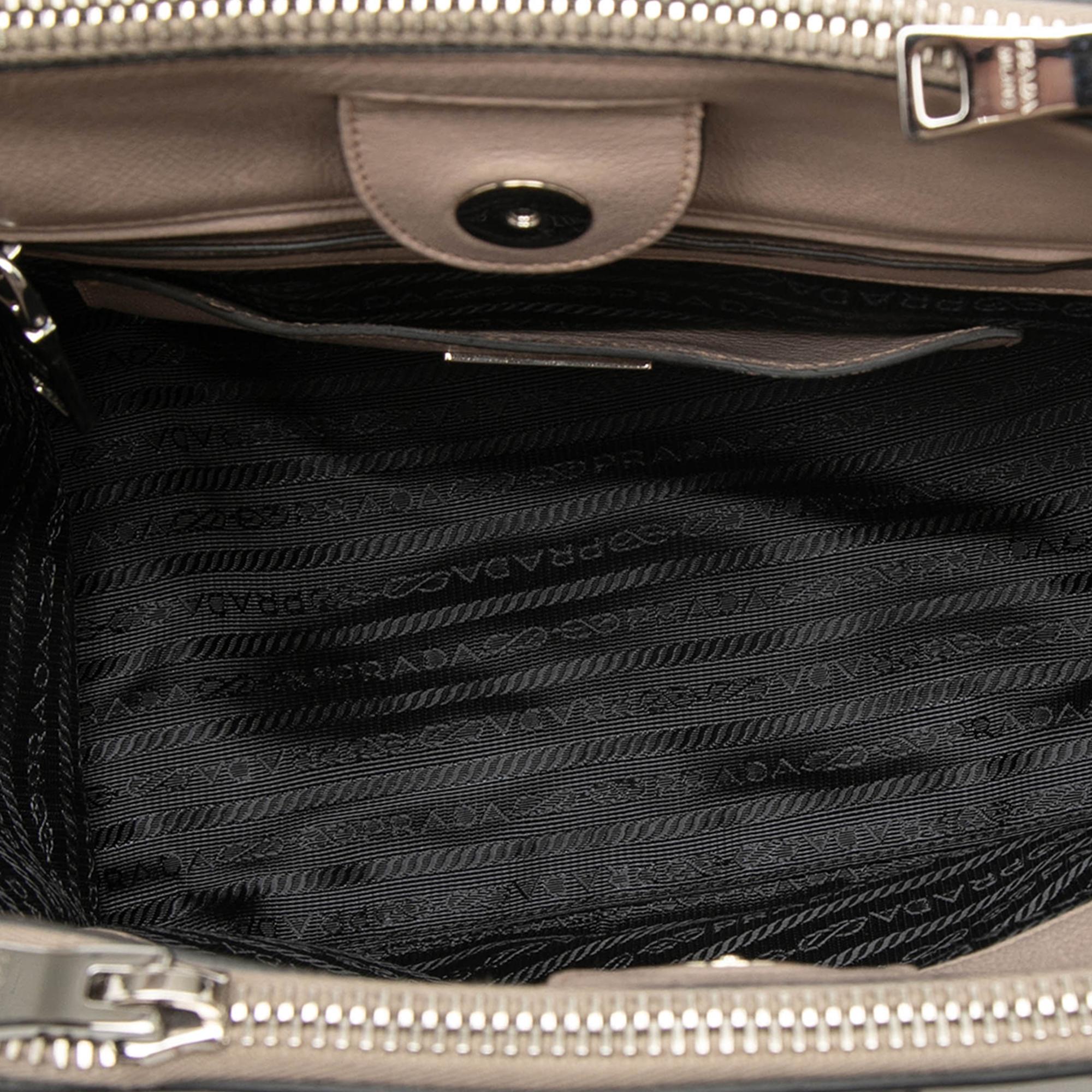 Prada Glace Calf Studded Twin Pocket Satchel