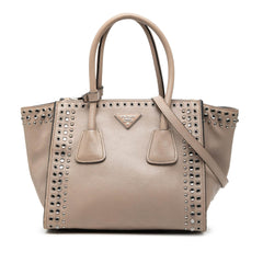 Prada Glace Calf Studded Twin Pocket Satchel
