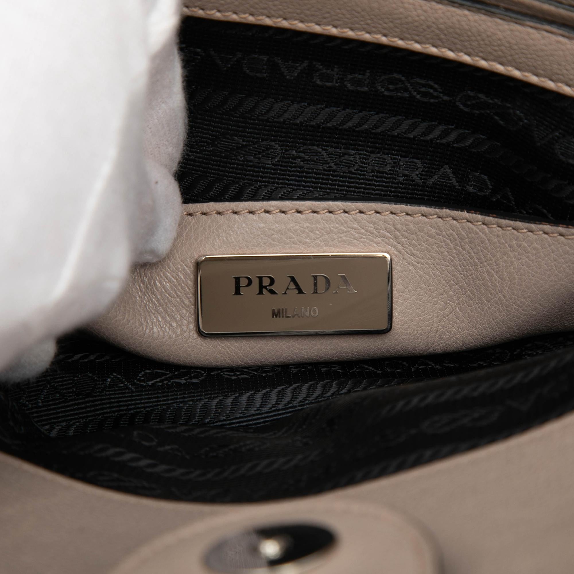 Prada Glace Calf Studded Twin Pocket Satchel