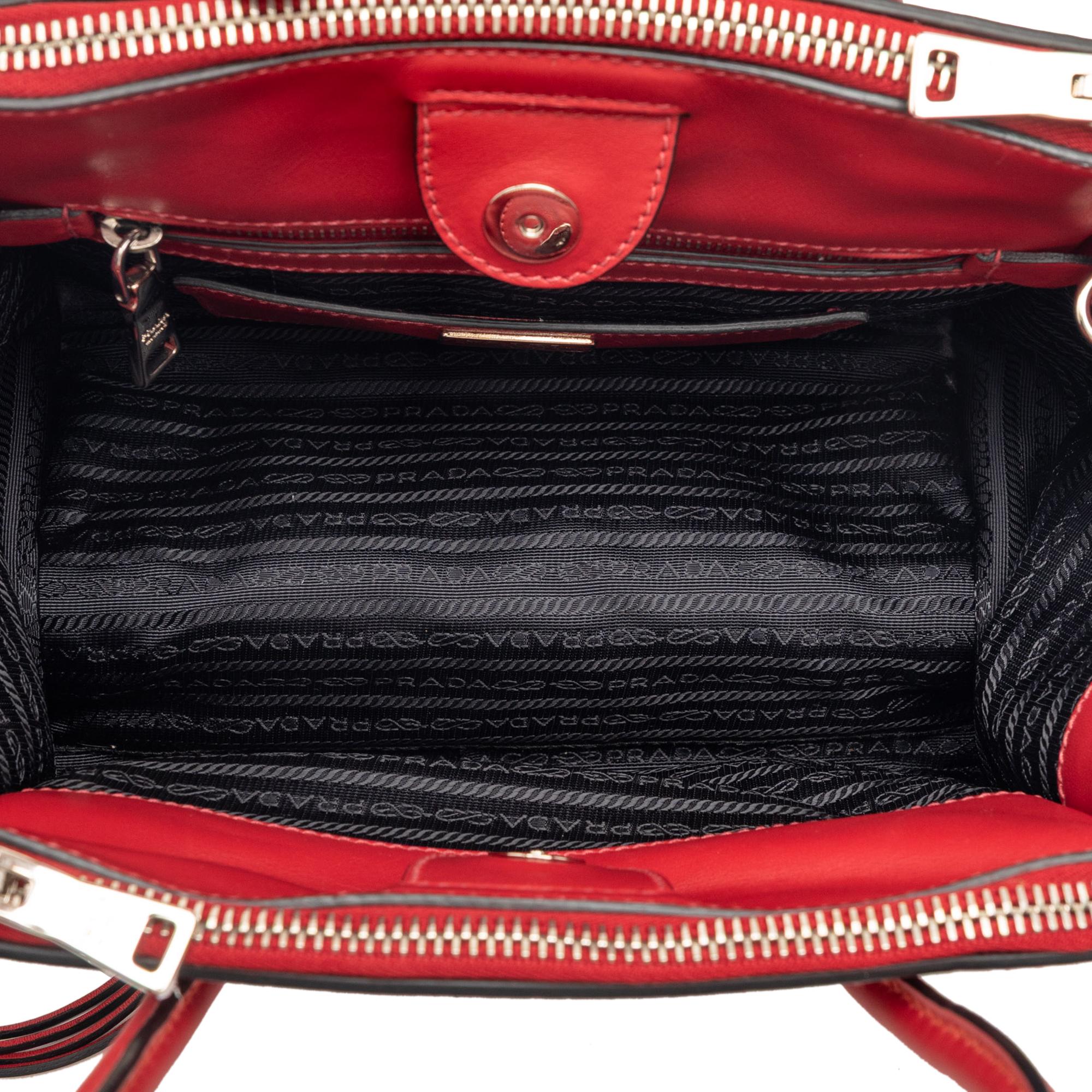 Prada Glace Calf Studded Twin Pocket Satchel