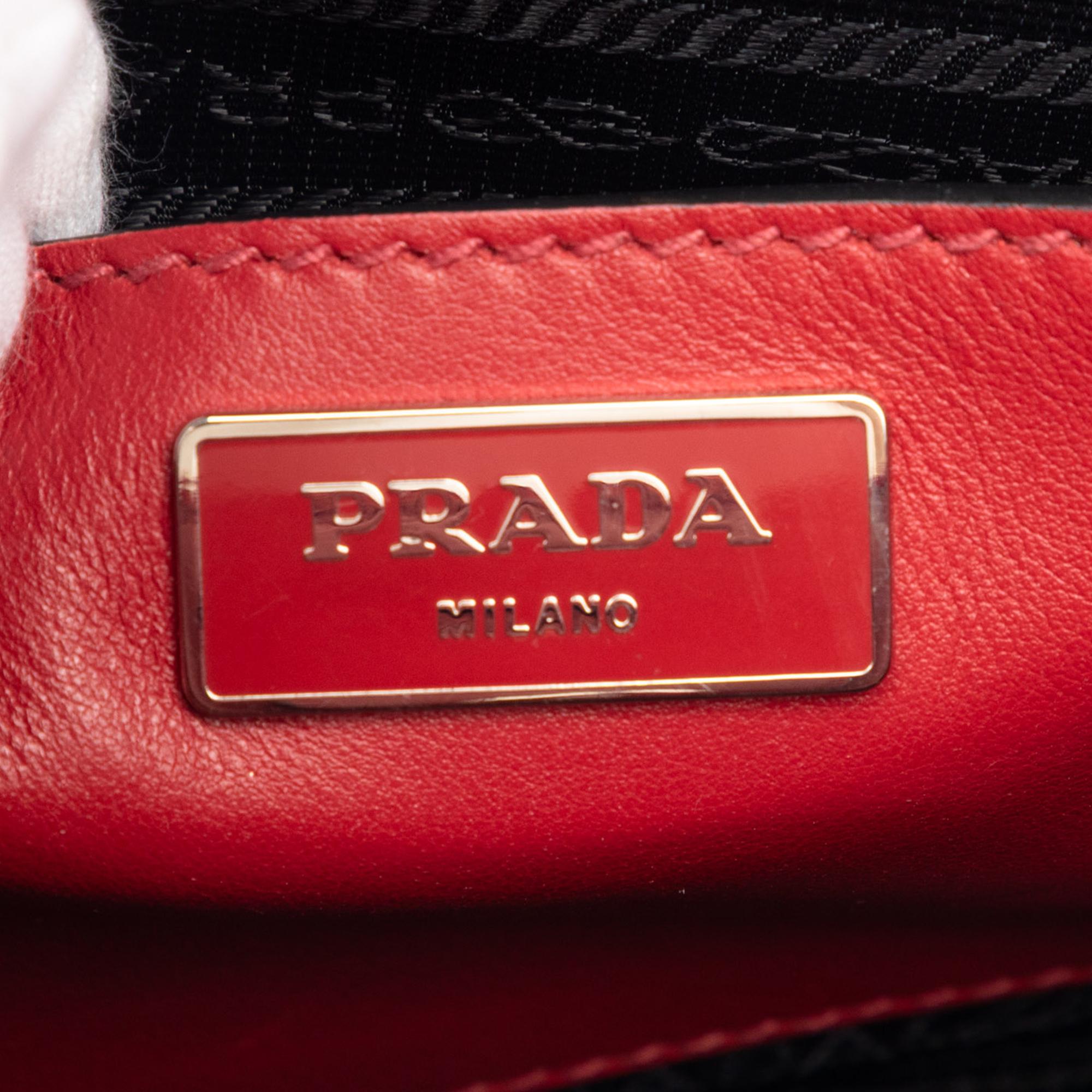 Prada Glace Calf Studded Twin Pocket Satchel
