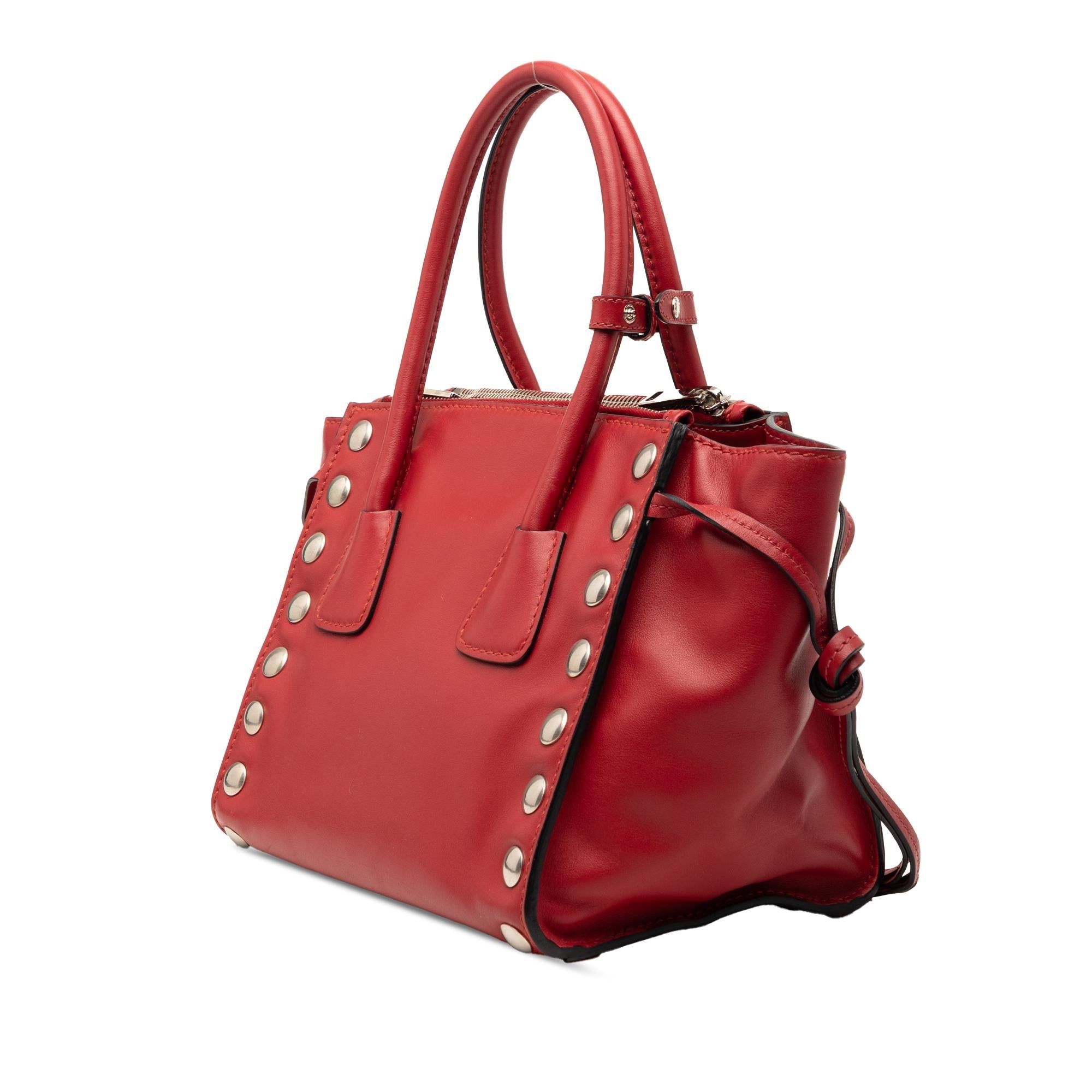 Prada Glace Calf Studded Twin Pocket Satchel