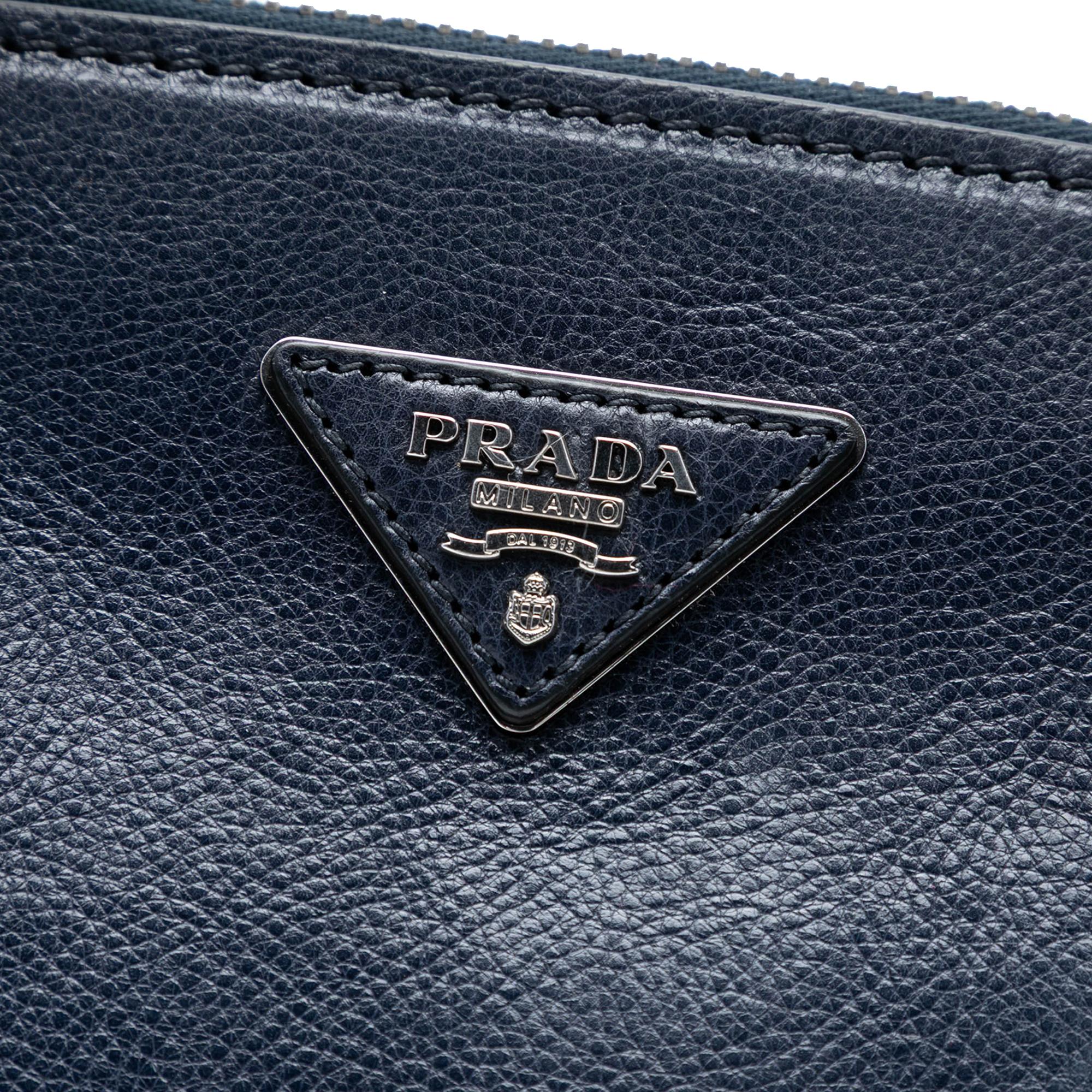 Prada Glace Calf Twin Pocket Double Handle Satchel