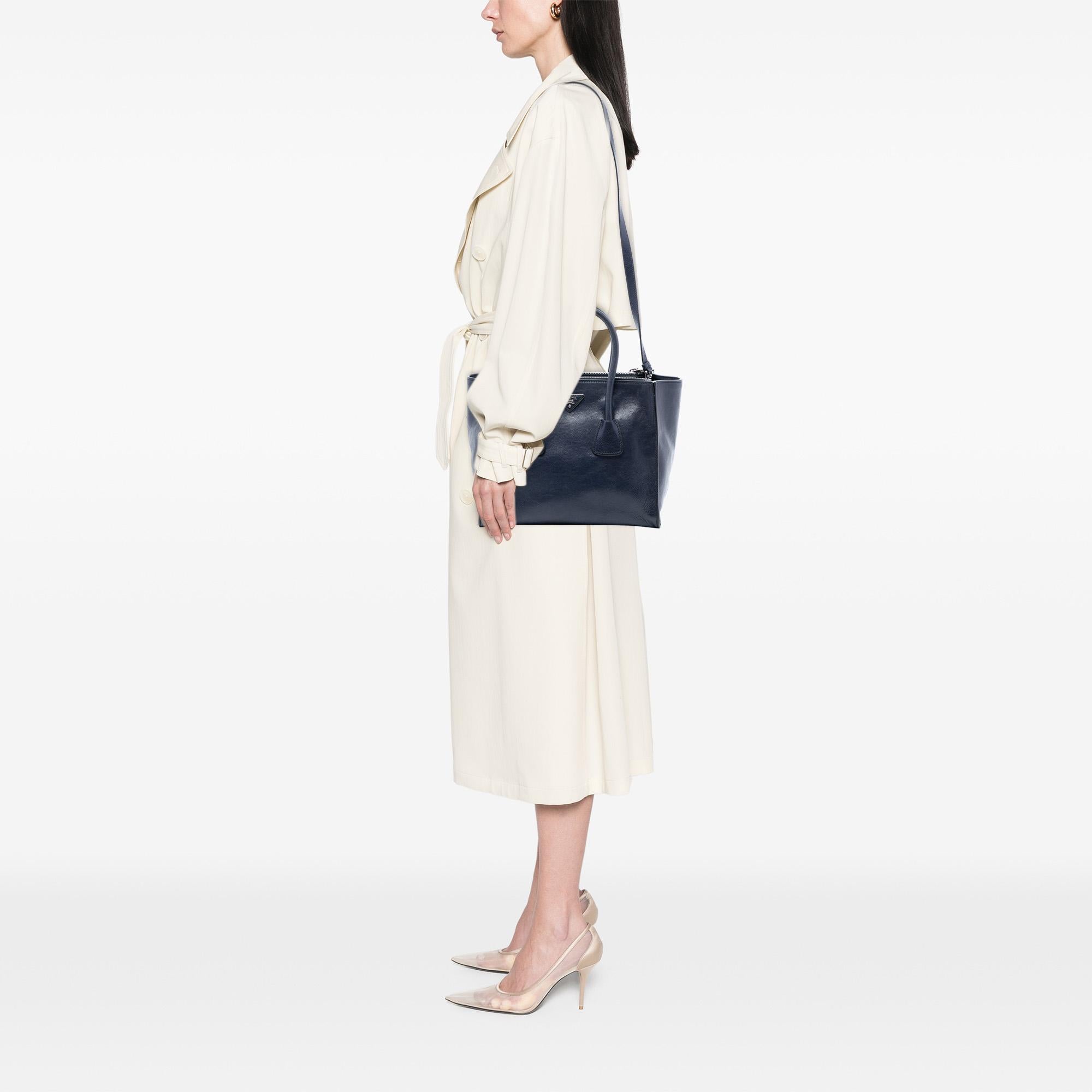 Prada Glace Calf Twin Pocket Double Handle Satchel
