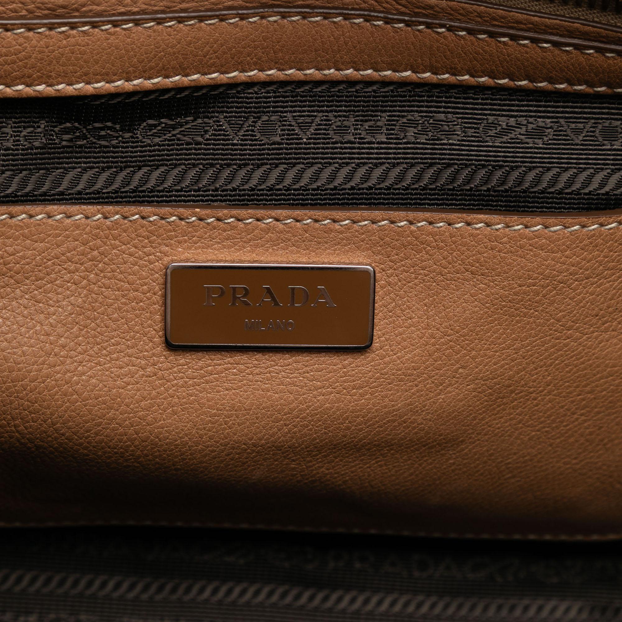 Prada Glace Calf Twin Pocket Double Handle Satchel