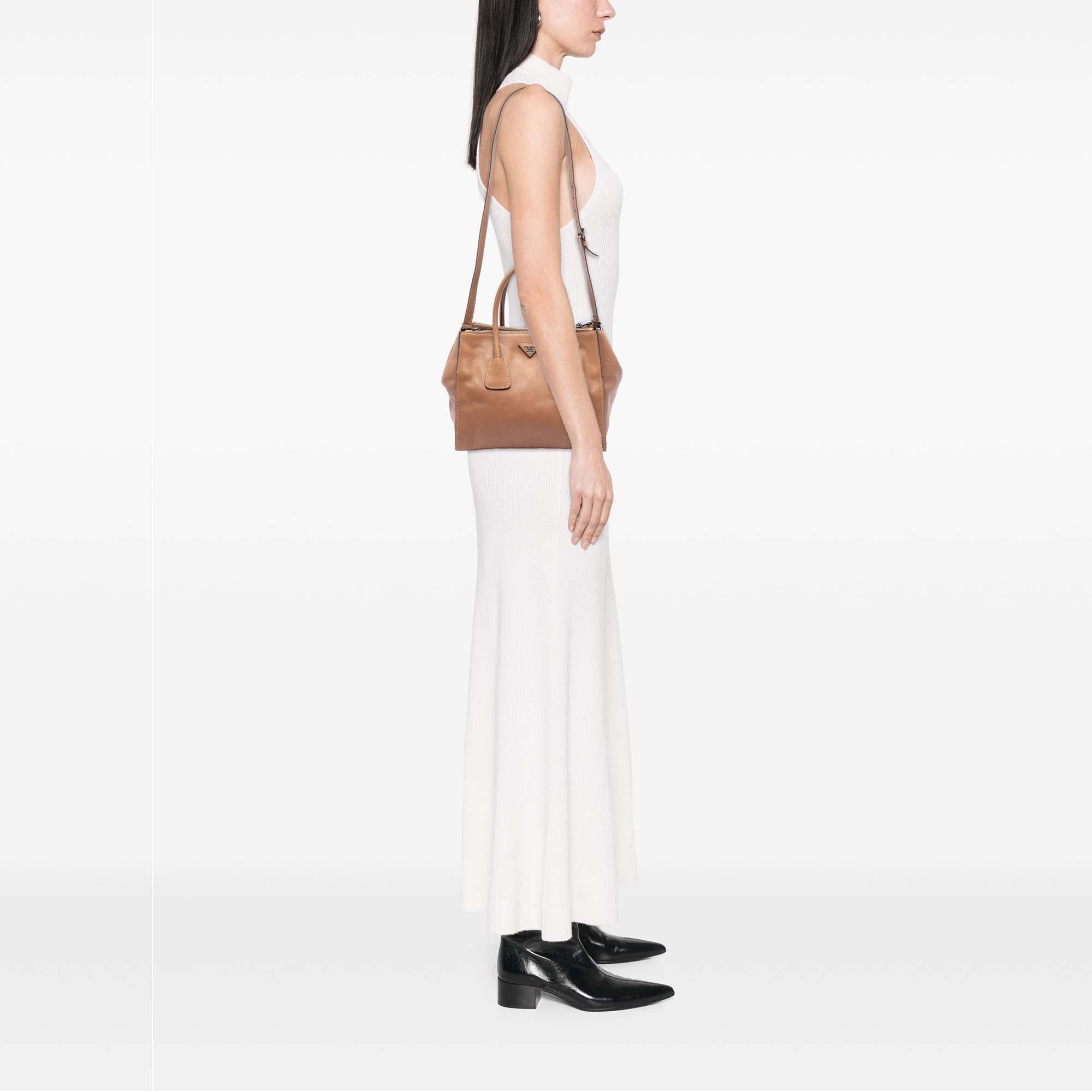 Prada Glace Calf Twin Pocket Double Handle Satchel
