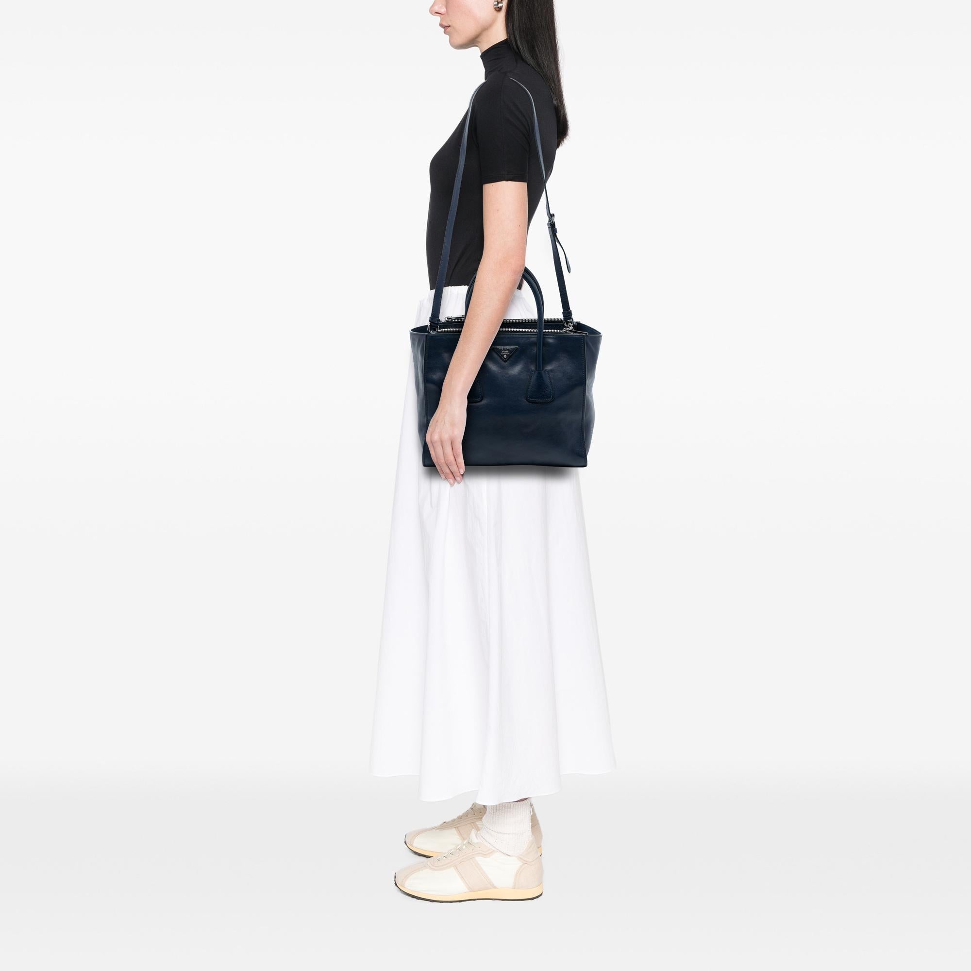 Prada Glace Calf Twin Pocket Double Handle Satchel