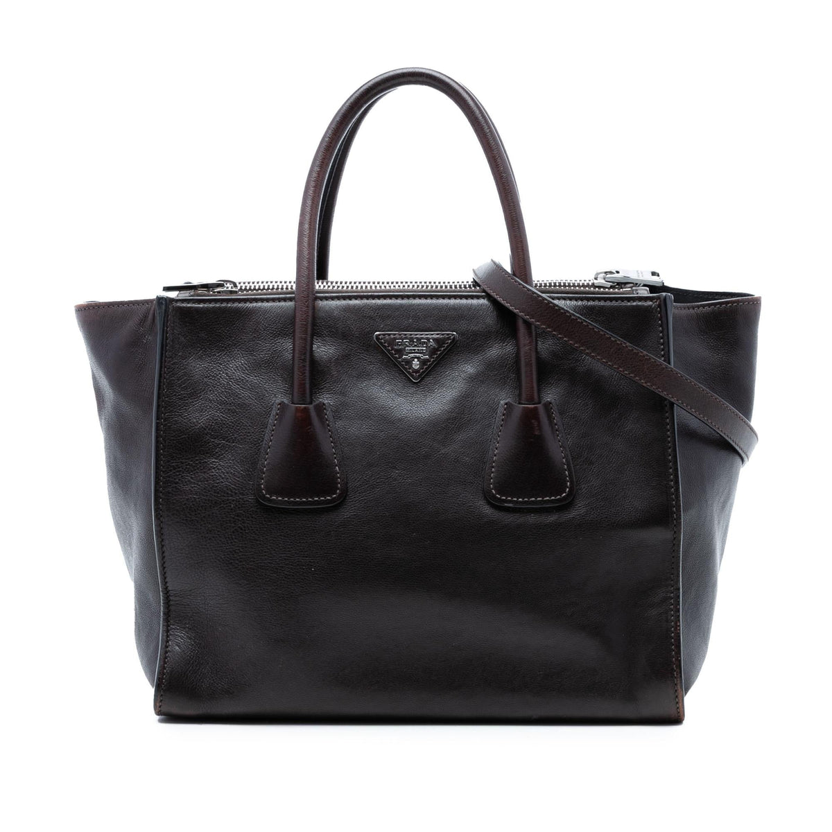 Prada Glace Calf Twin Pocket Double Handle Satchel
