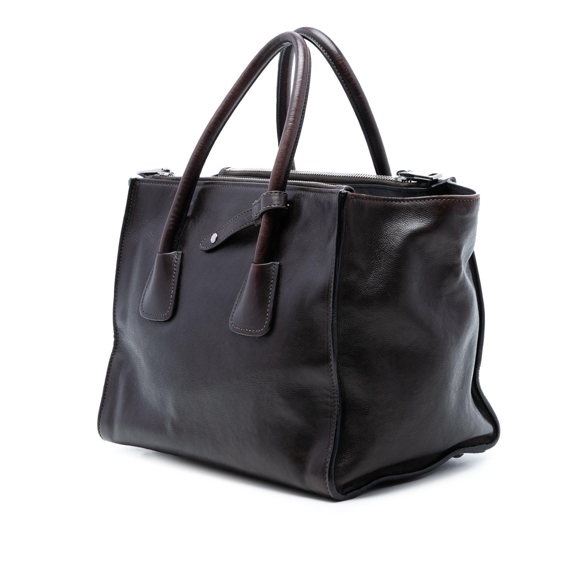 Prada Glace Calf Twin Pocket Double Handle Satchel