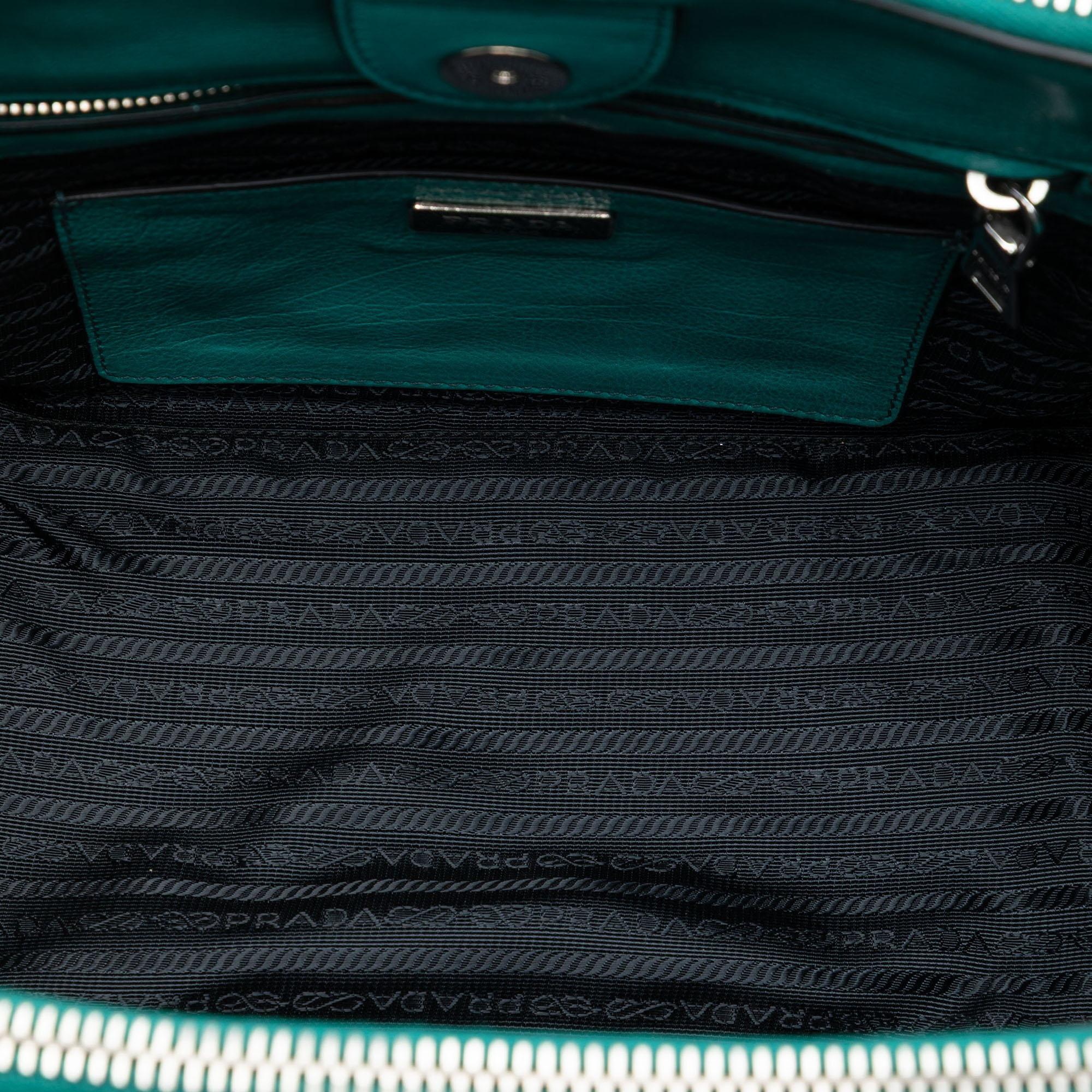 Prada Glace Calf Twin Pocket Double Handle Satchel
