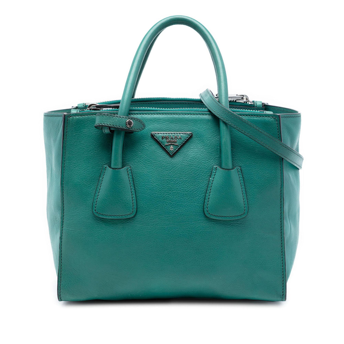 Prada Glace Calf Twin Pocket Double Handle Satchel