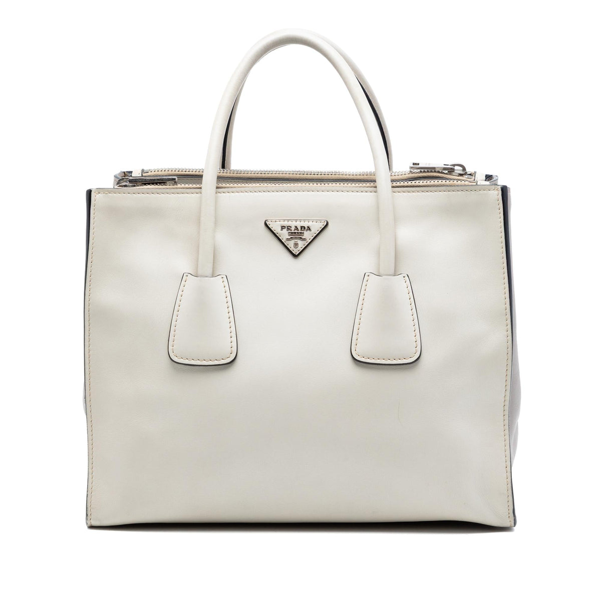 Prada Glace Calf Twin Pocket Double Handle Satchel