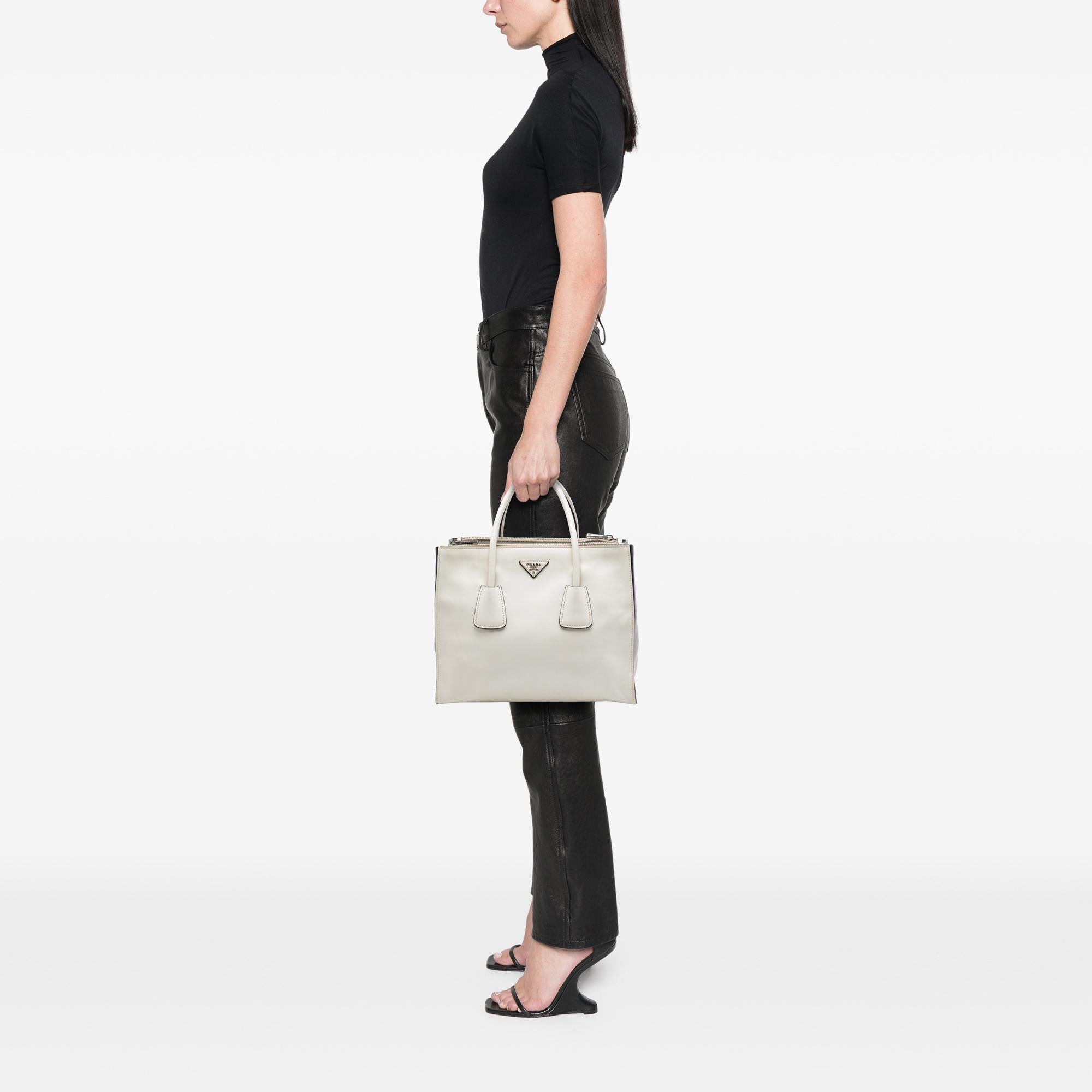 Prada Glace Calf Twin Pocket Double Handle Satchel