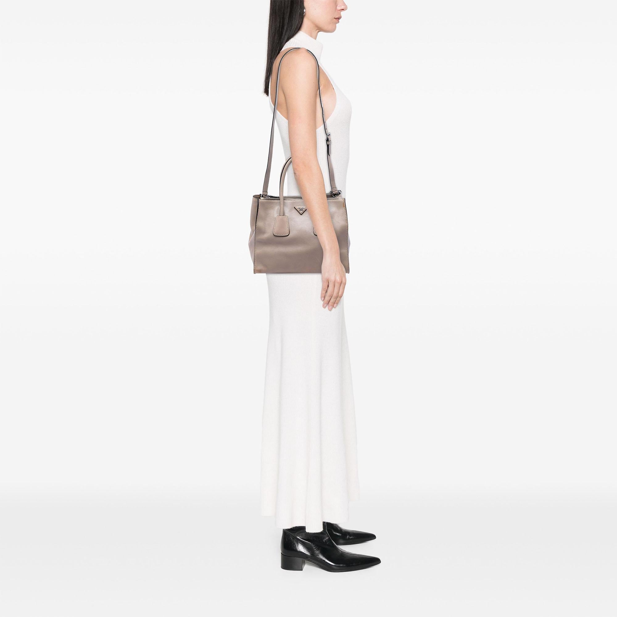 Prada Glace Calf Twin Pocket Double Handle Satchel