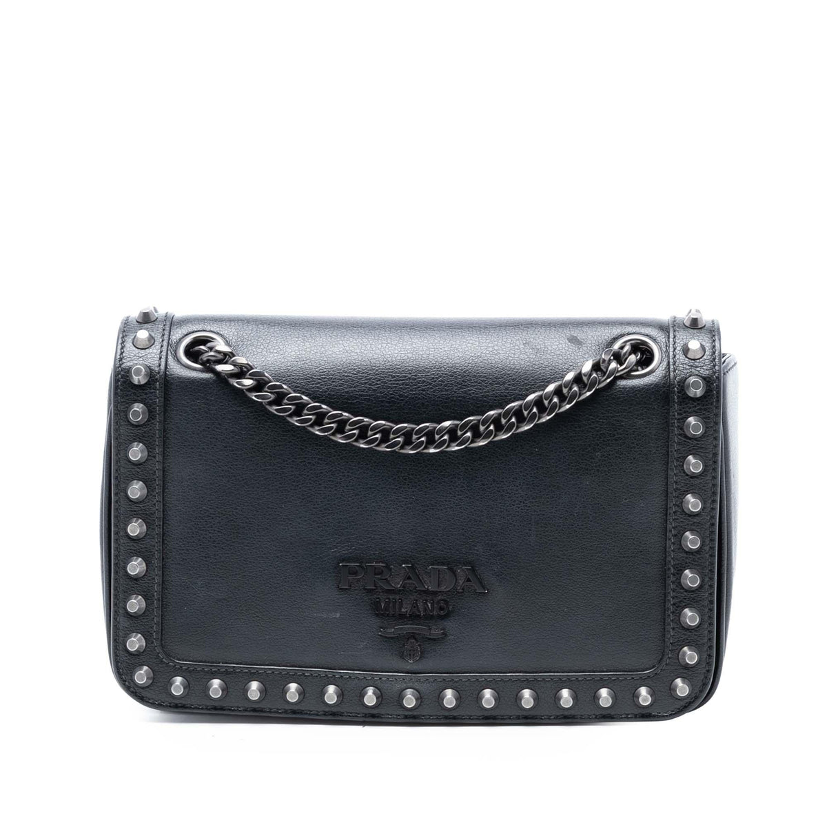 Prada Glace Calfskin Studded Crossbody