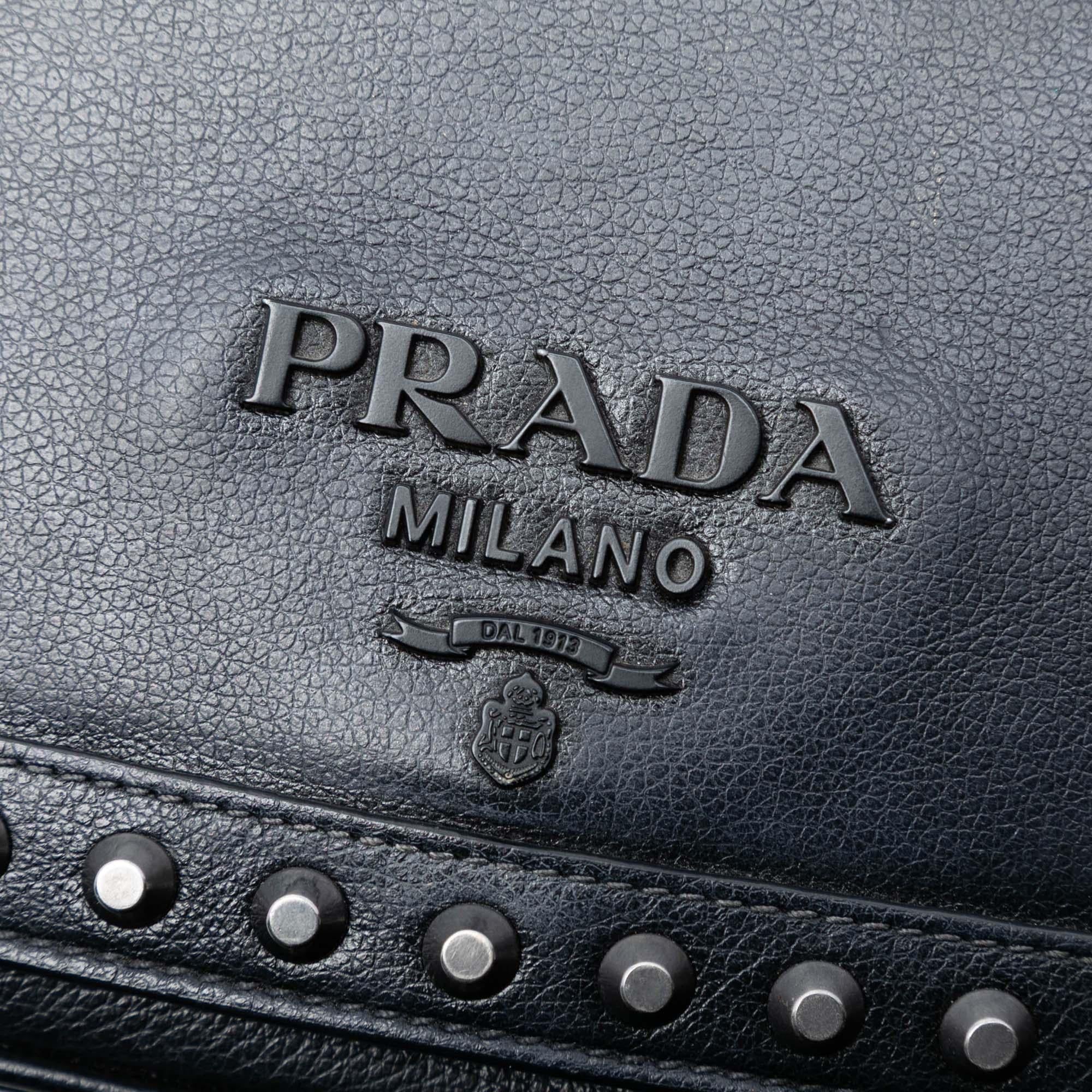 Prada Glace Calfskin Studded Crossbody