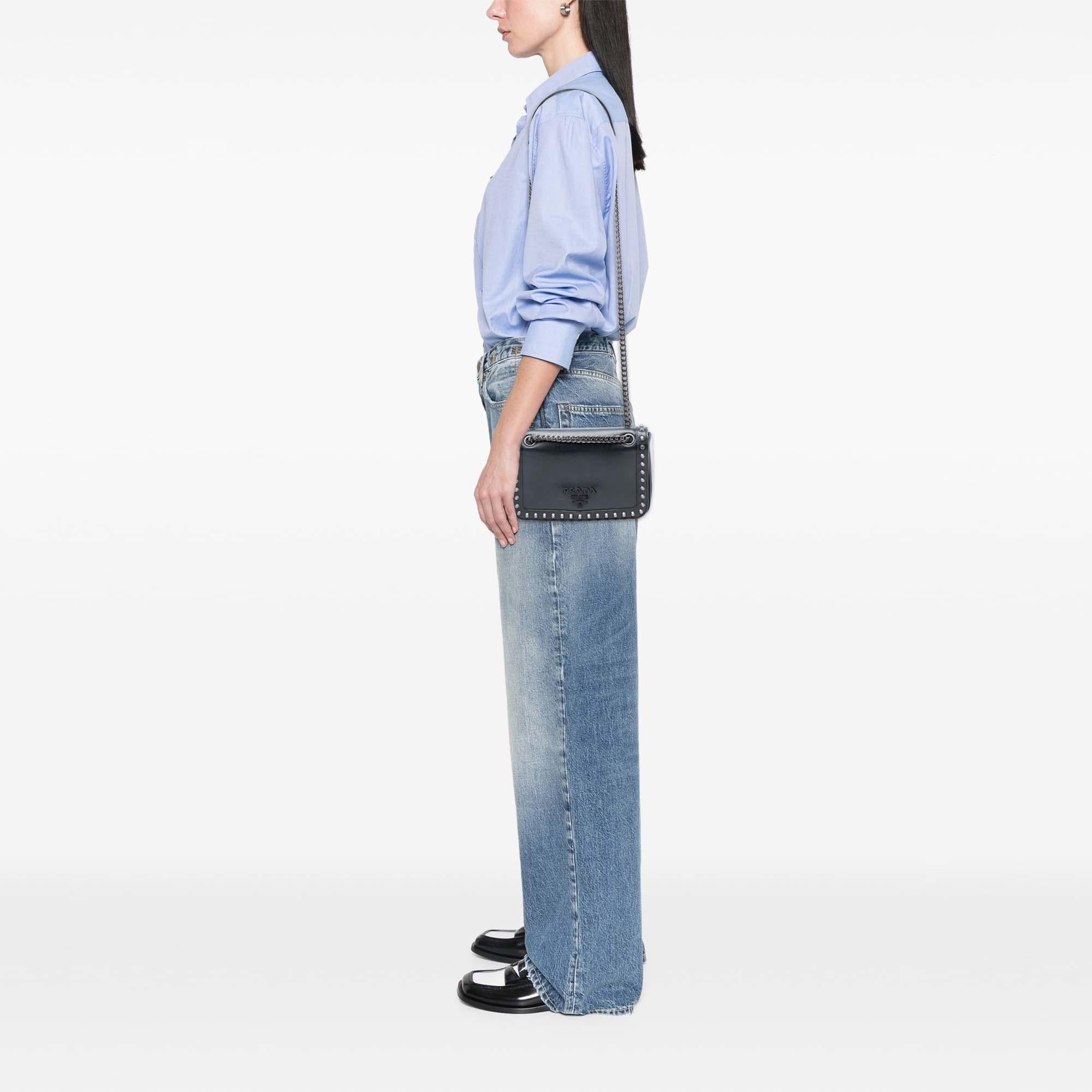 Prada Glace Calfskin Studded Crossbody