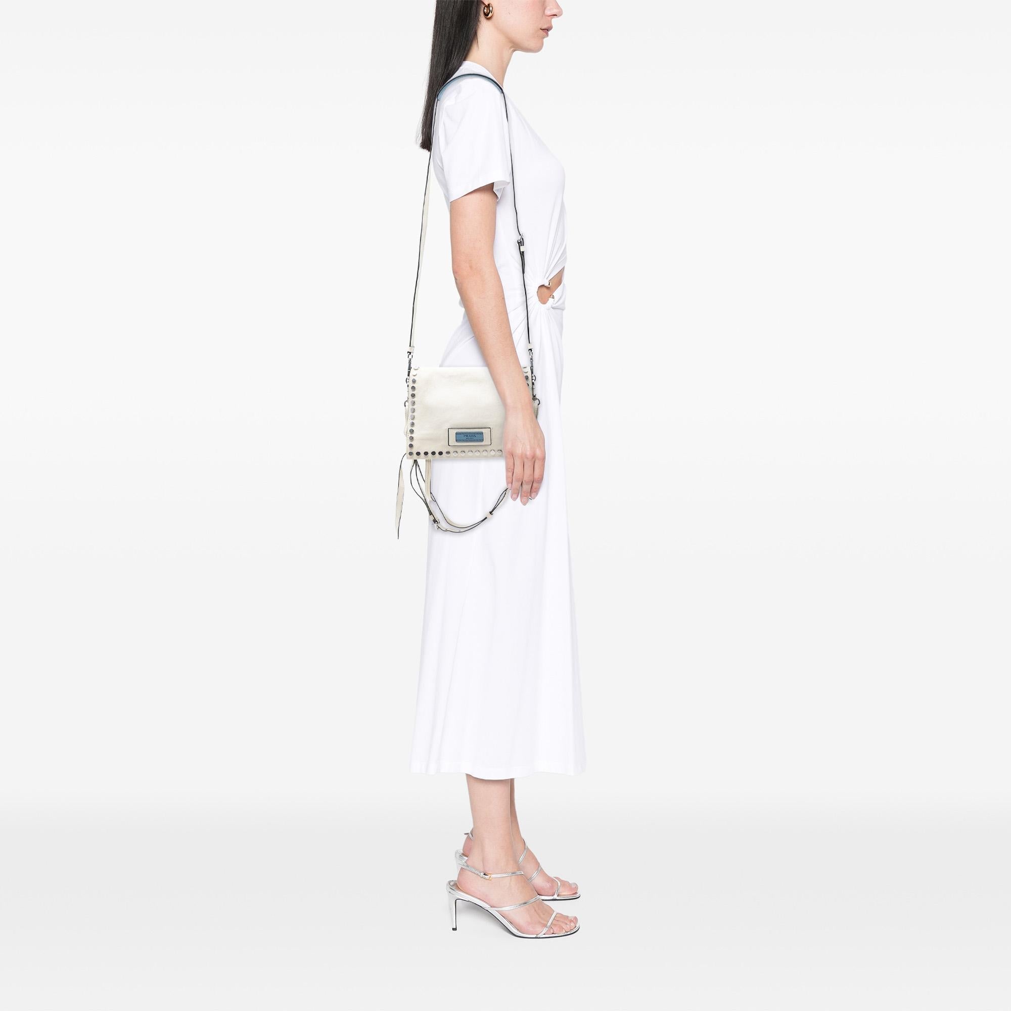 Prada Glace Calfskin Studded Etiquette Flap