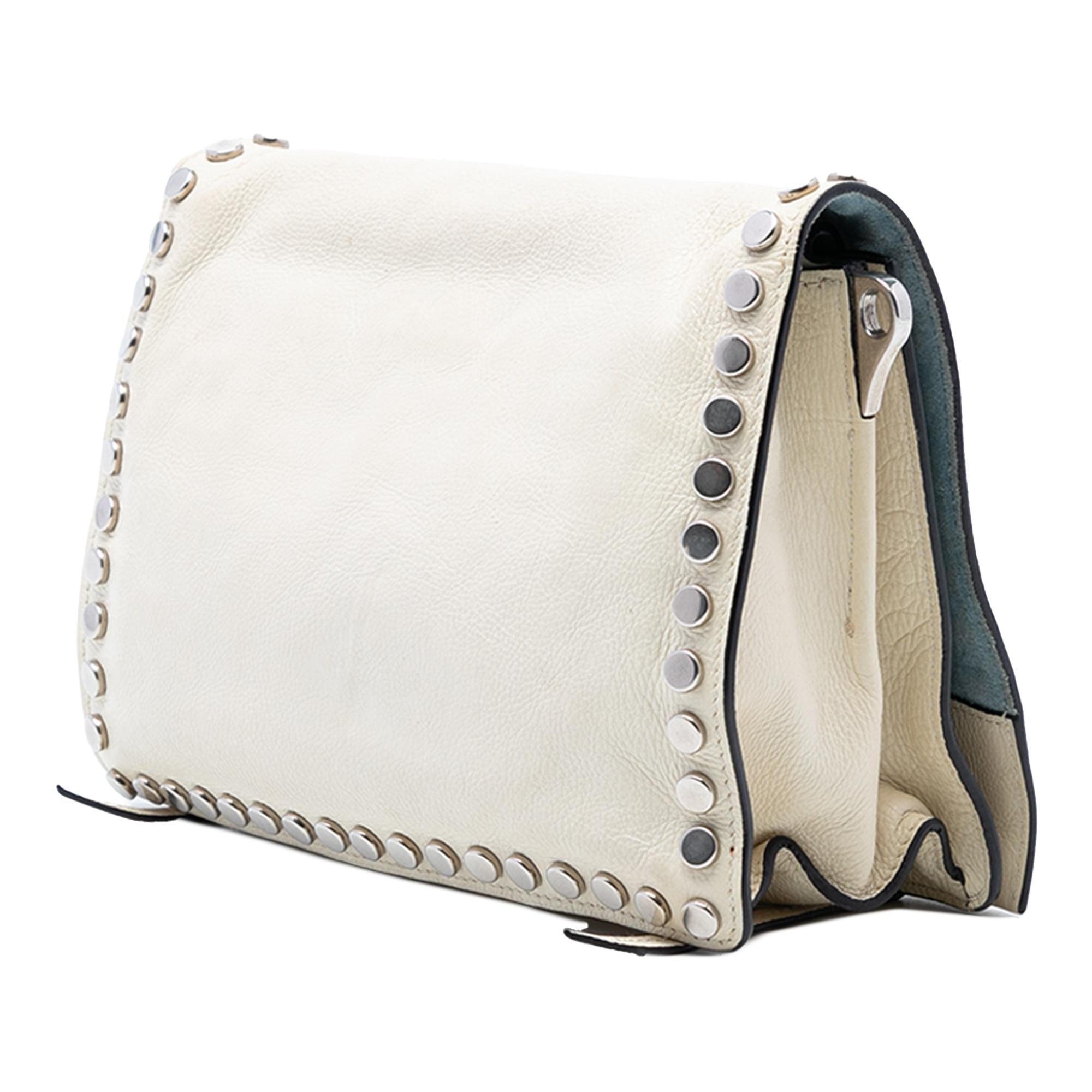 Prada Glace Calfskin Studded Etiquette Flap
