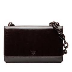 Prada Goatskin Madras Swing Chain Shoulder Bag