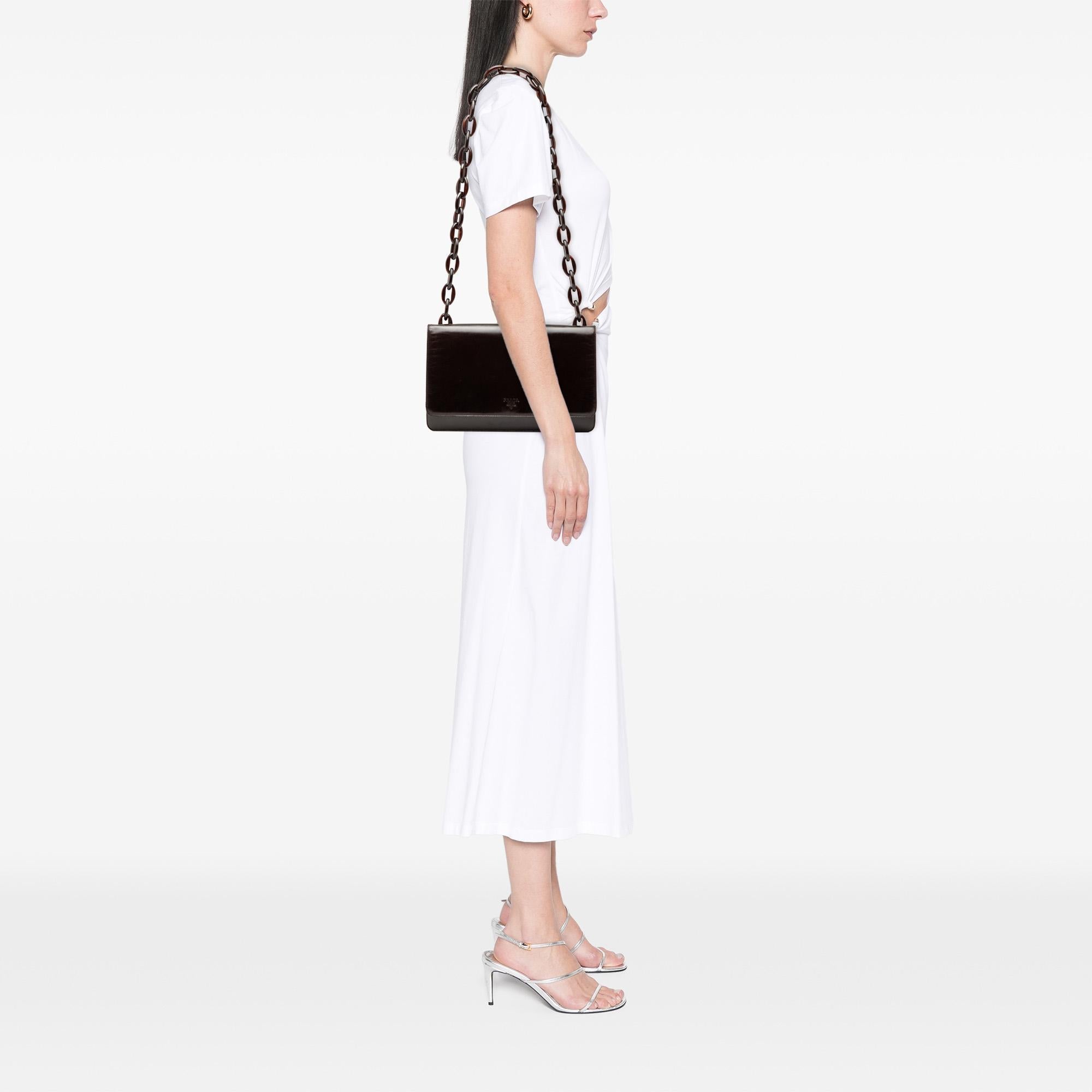 Prada Goatskin Madras Swing Chain Shoulder Bag